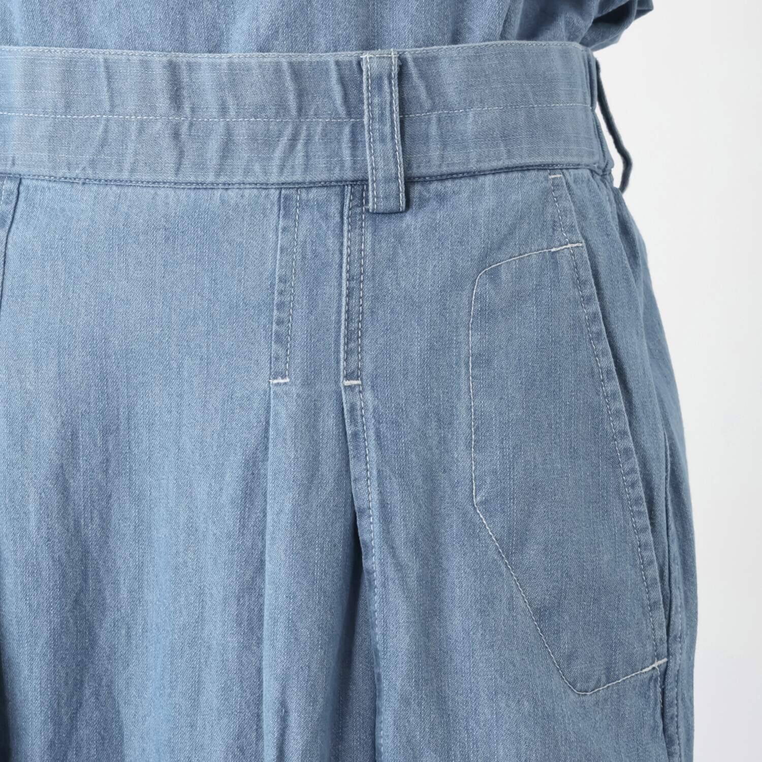 ワン　バイ ヨーコモリモト ライトオンスデニムで 爽やかモードカジュアル タックデザインスカート