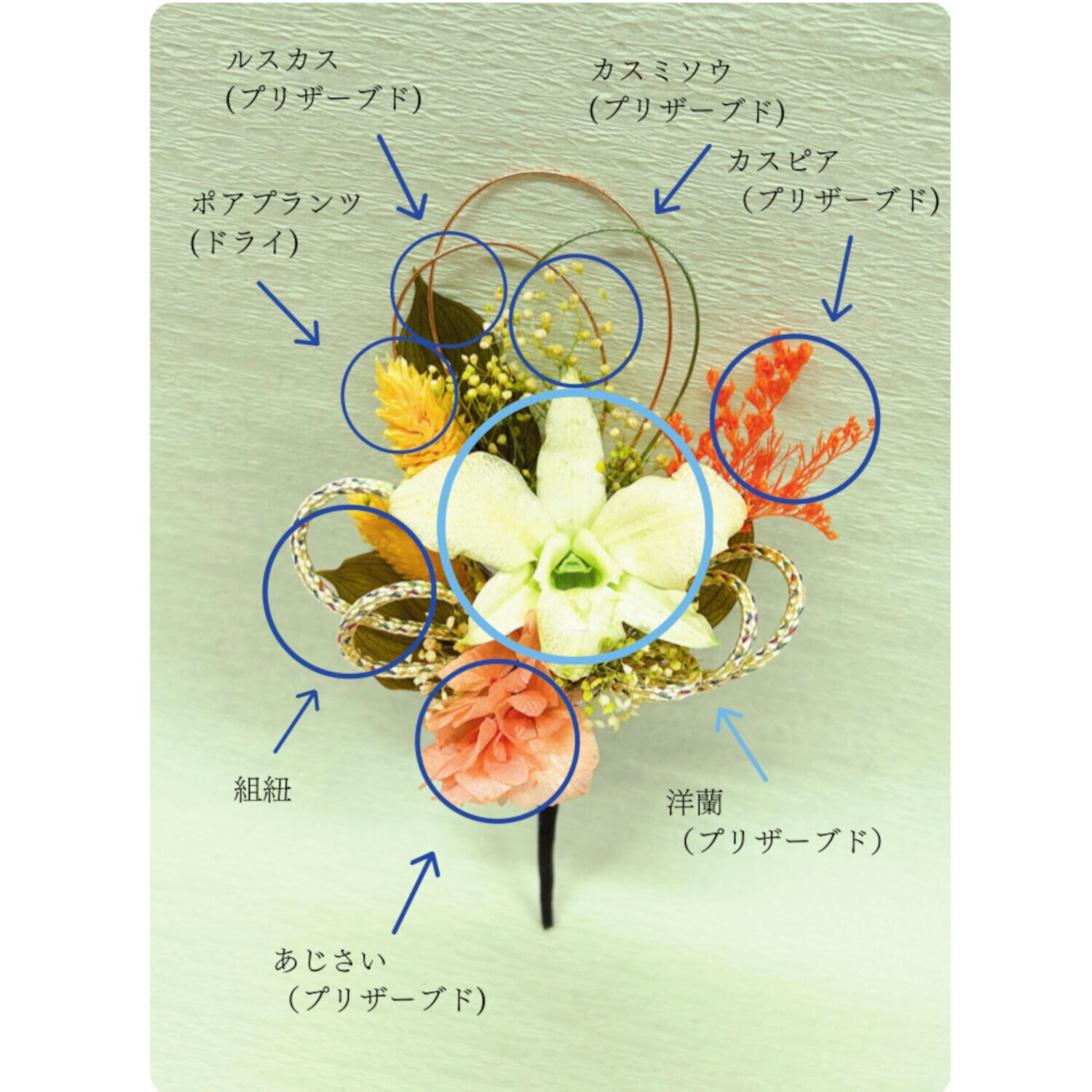 アトリエ・モノ プリザーブドフラワー 想いを紡ぐ心結び 華供花 ＜文月翠涼蘭＞