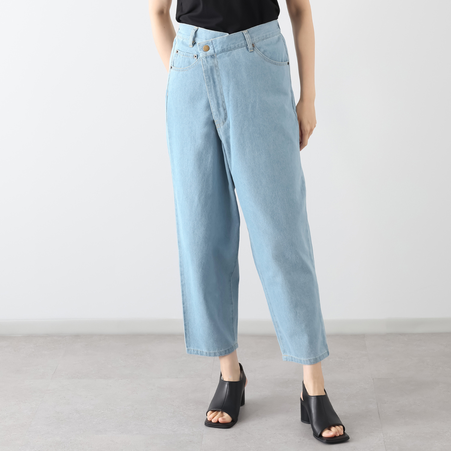 オトナノクラシ 大人かわいい ラップワイドデニムパンツ