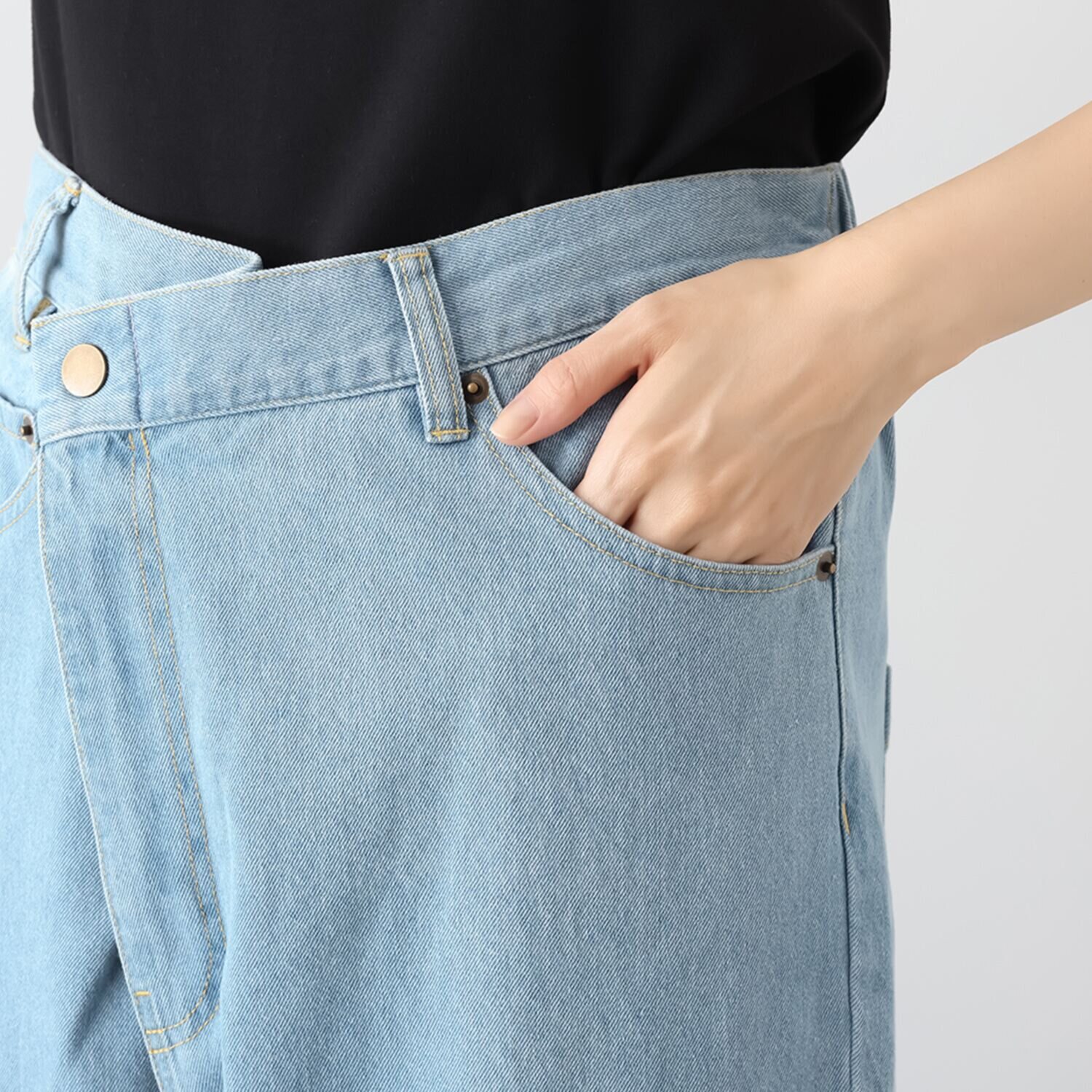 オトナノクラシ 大人かわいい ラップワイドデニムパンツ