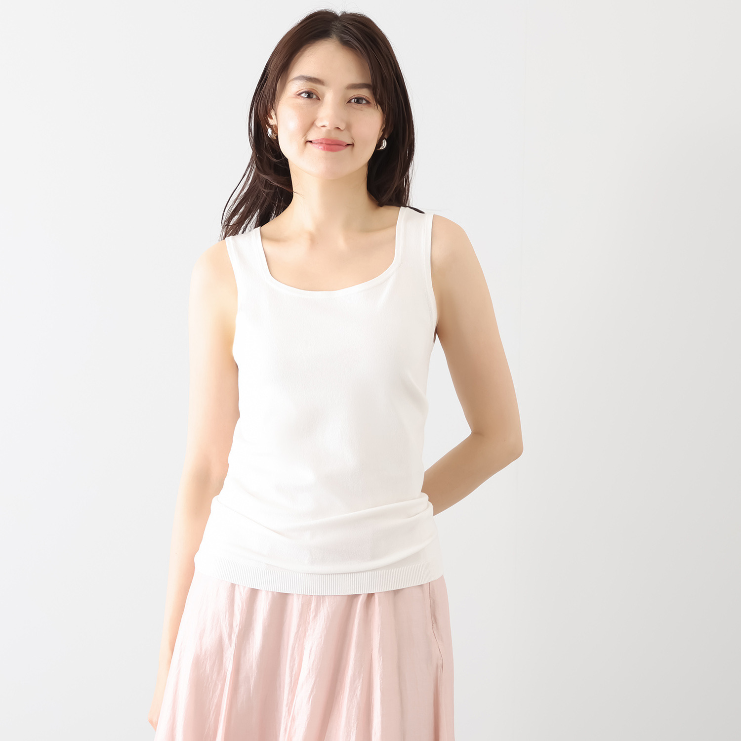 亀　恭子セレクト！ シャルルポ シルクブレンド スクエアネック ニットタンクトップ