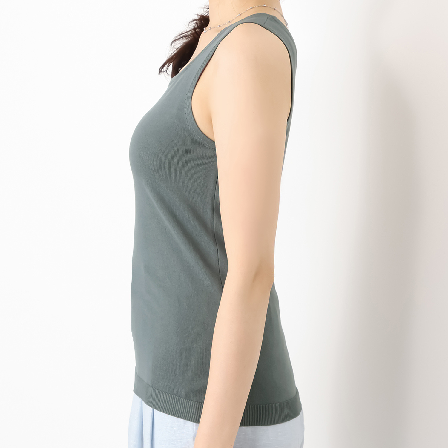 亀　恭子セレクト！ シャルルポ シルクブレンド スクエアネック ニットタンクトップ