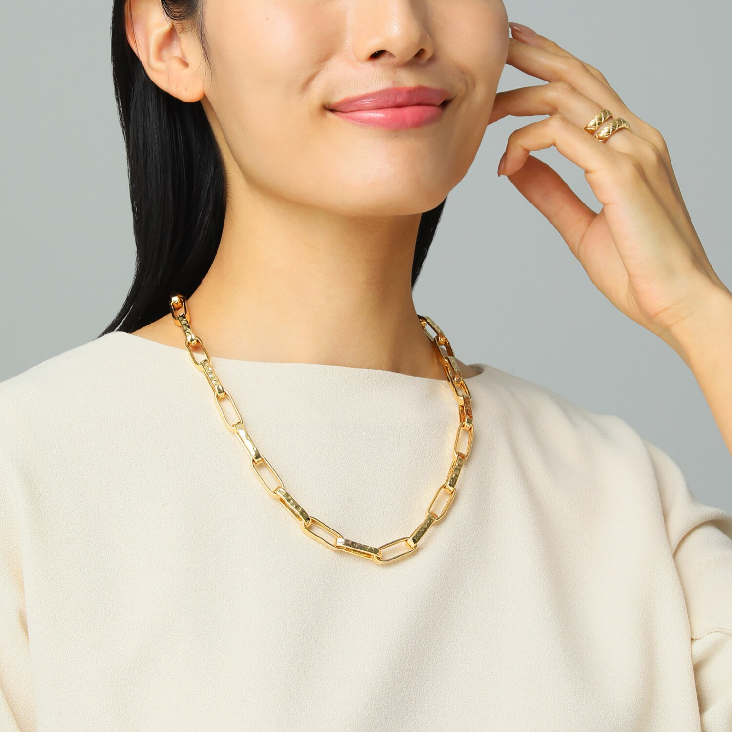 エトルースカ イタリアメイド アクアバニャータ ハンマード ペーパークリップチェーン ネックレス