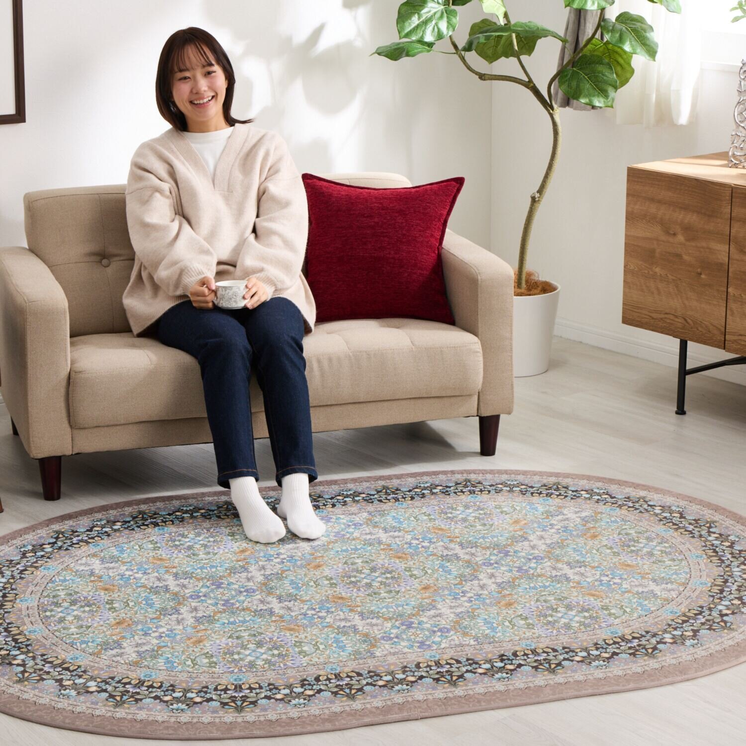 大津毛織 洗える・軽量・コンパクト スーパーファインペイント やわらかカーペット ＜楕円長方形＞