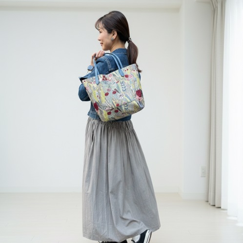 ラルジュ ボタニカルジャガード リバーシブル トートバッグ＆ ２ウェイショルダーバッグ ２点セット