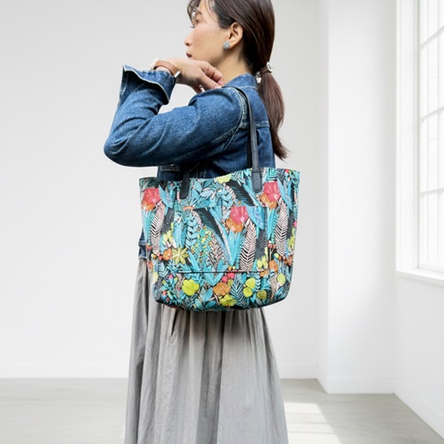 ラルジュ ボタニカルジャガード リバーシブル トートバッグ＆ ２ウェイショルダーバッグ ２点セット