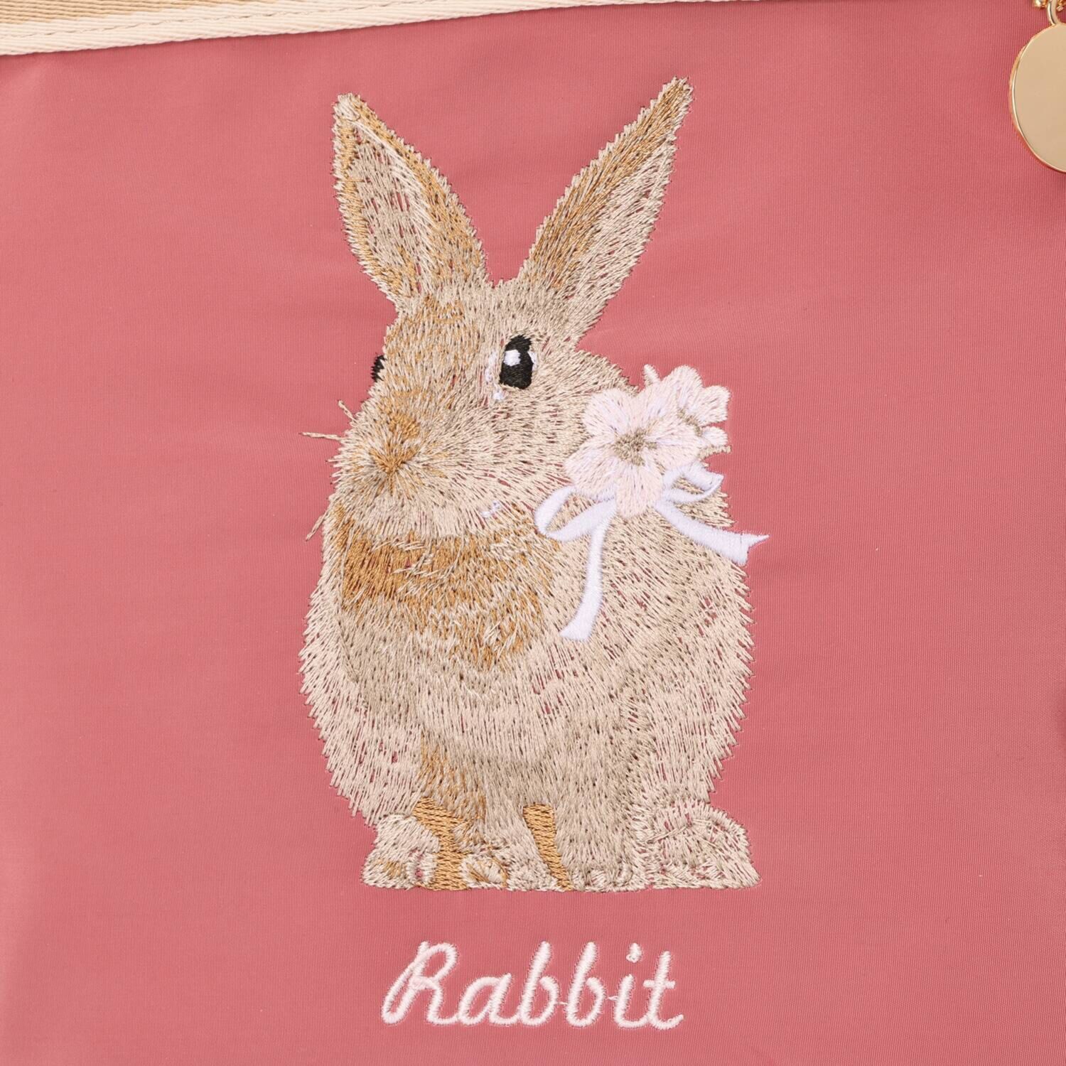 ラルジュ プレートチャーム付 テープアクセント 刺しゅう ２ウェイ舟形トートバッグ