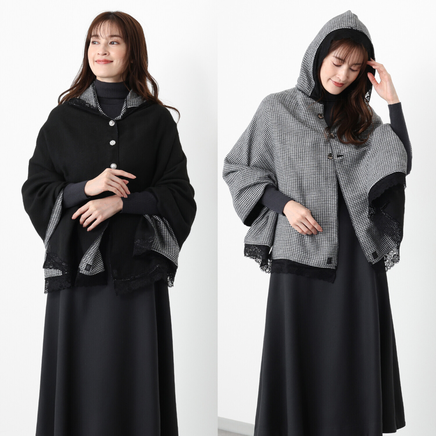 メイドバイスターズ 両面オシャレで可愛い！ あったか！ フード付き多機能 リバーシブル ボレロストール