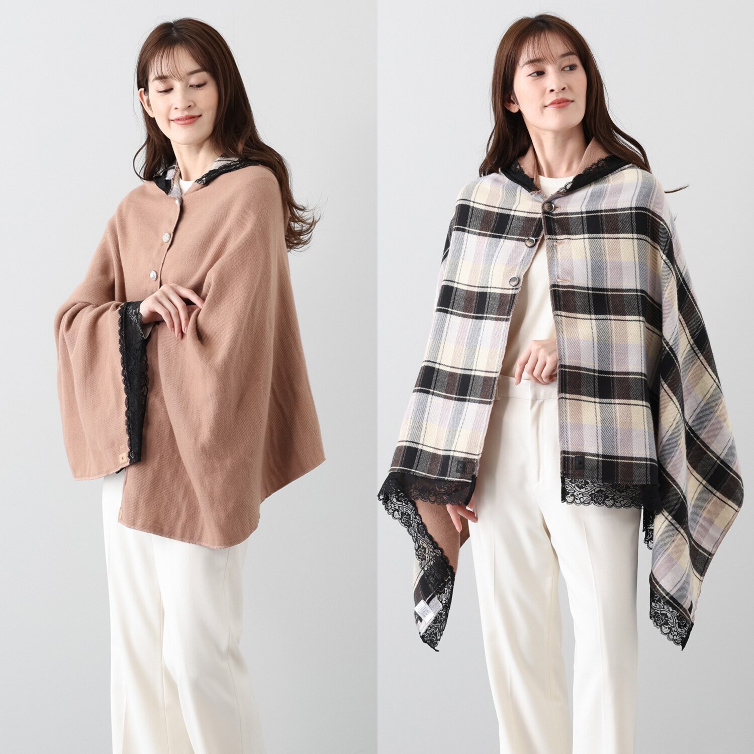 メイドバイスターズ 両面オシャレで可愛い！ あったか！ フード付き多機能 リバーシブル ボレロストール