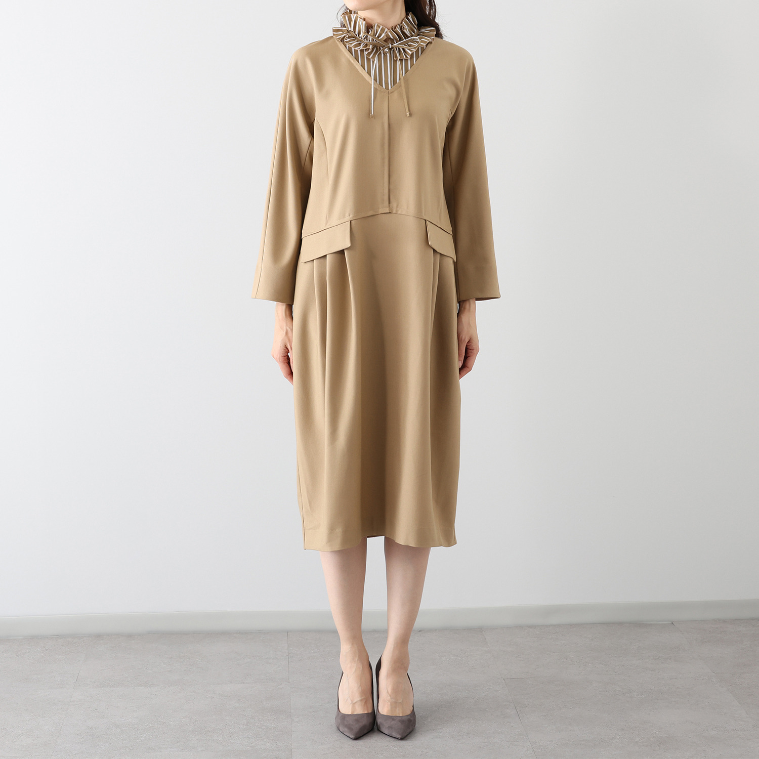 ビーウィズビー 重ね着風 襟付ワンピース