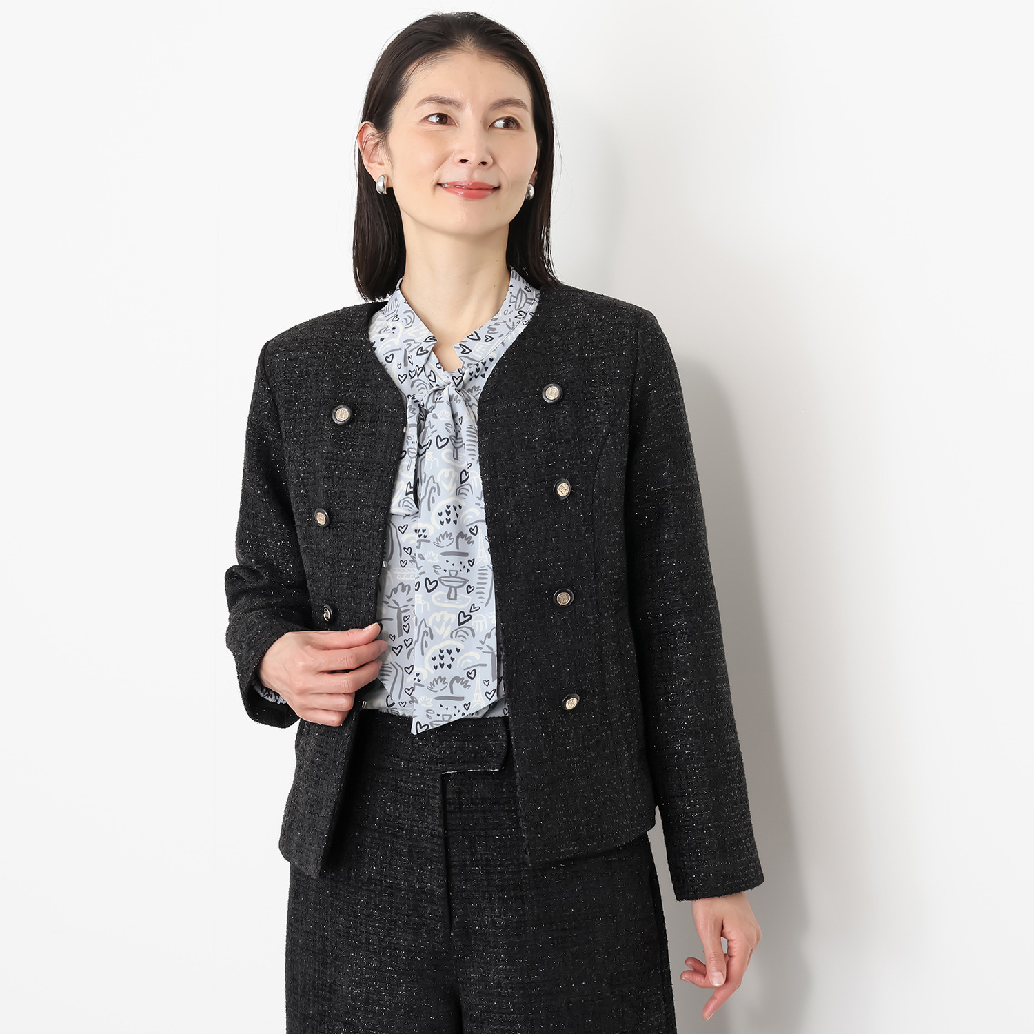 エル　ステュディオ スプリングツイード ナポレオン風ジャケット