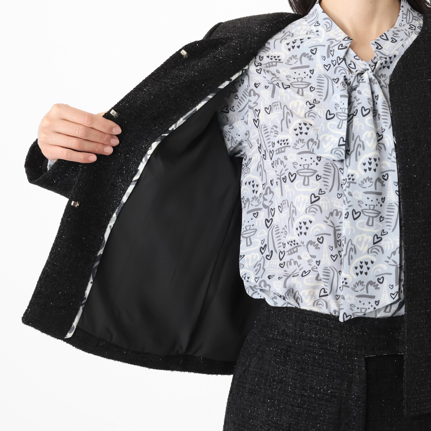 エル　ステュディオ スプリングツイード ナポレオン風ジャケット