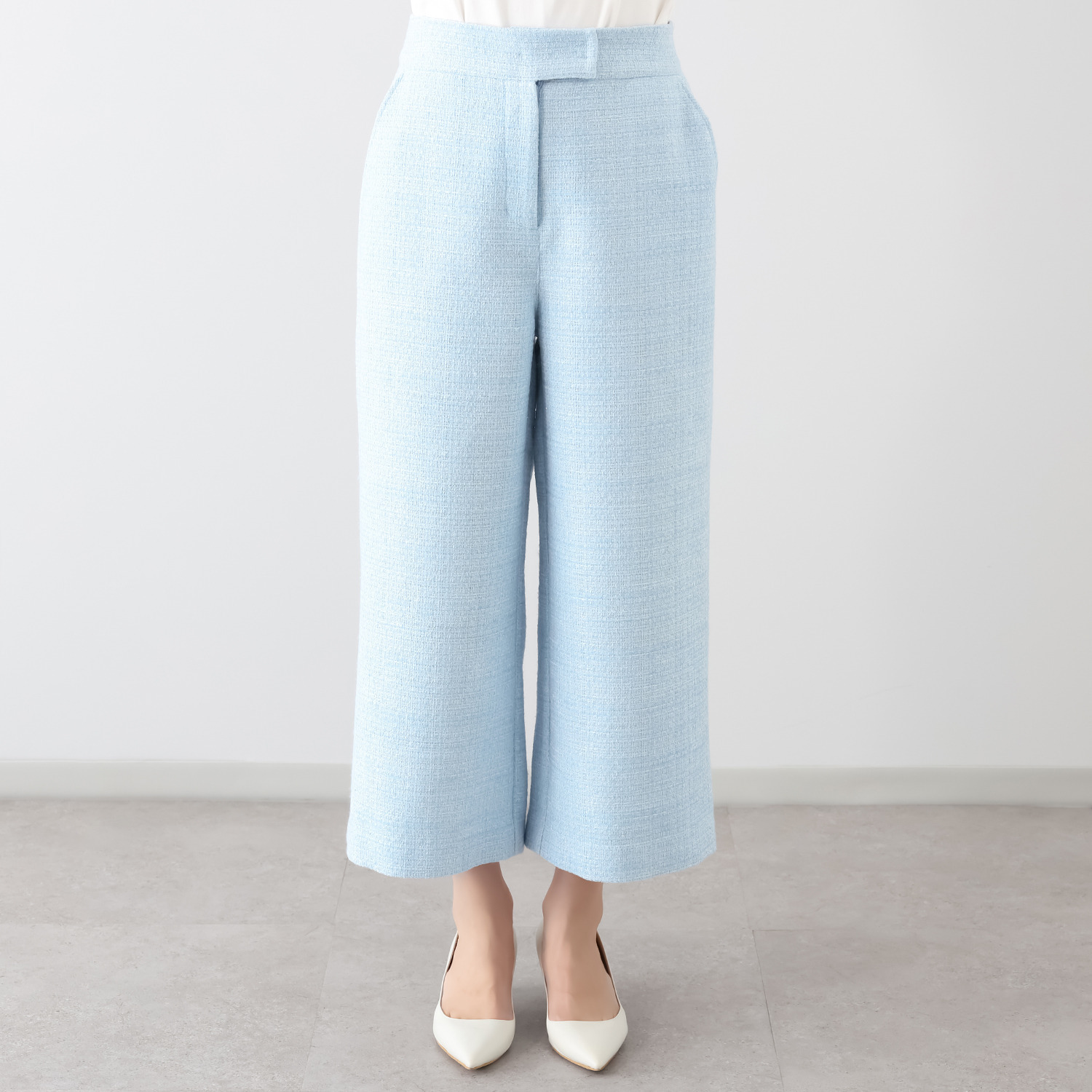 エル　ステュディオ スプリングツイード クロップトパンツ