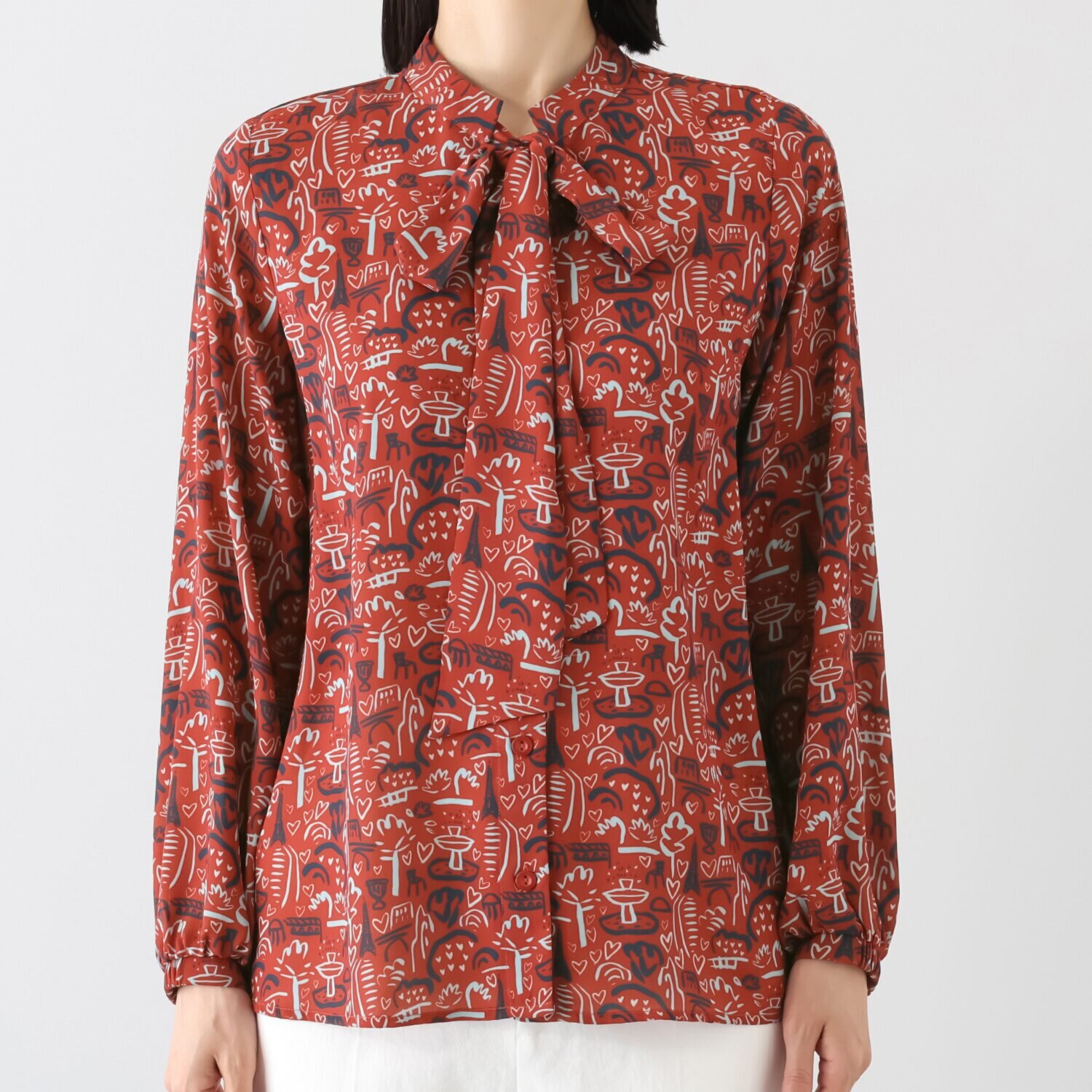 エル　ステュディオ 取り外しができる ボウタイ付ブラウス