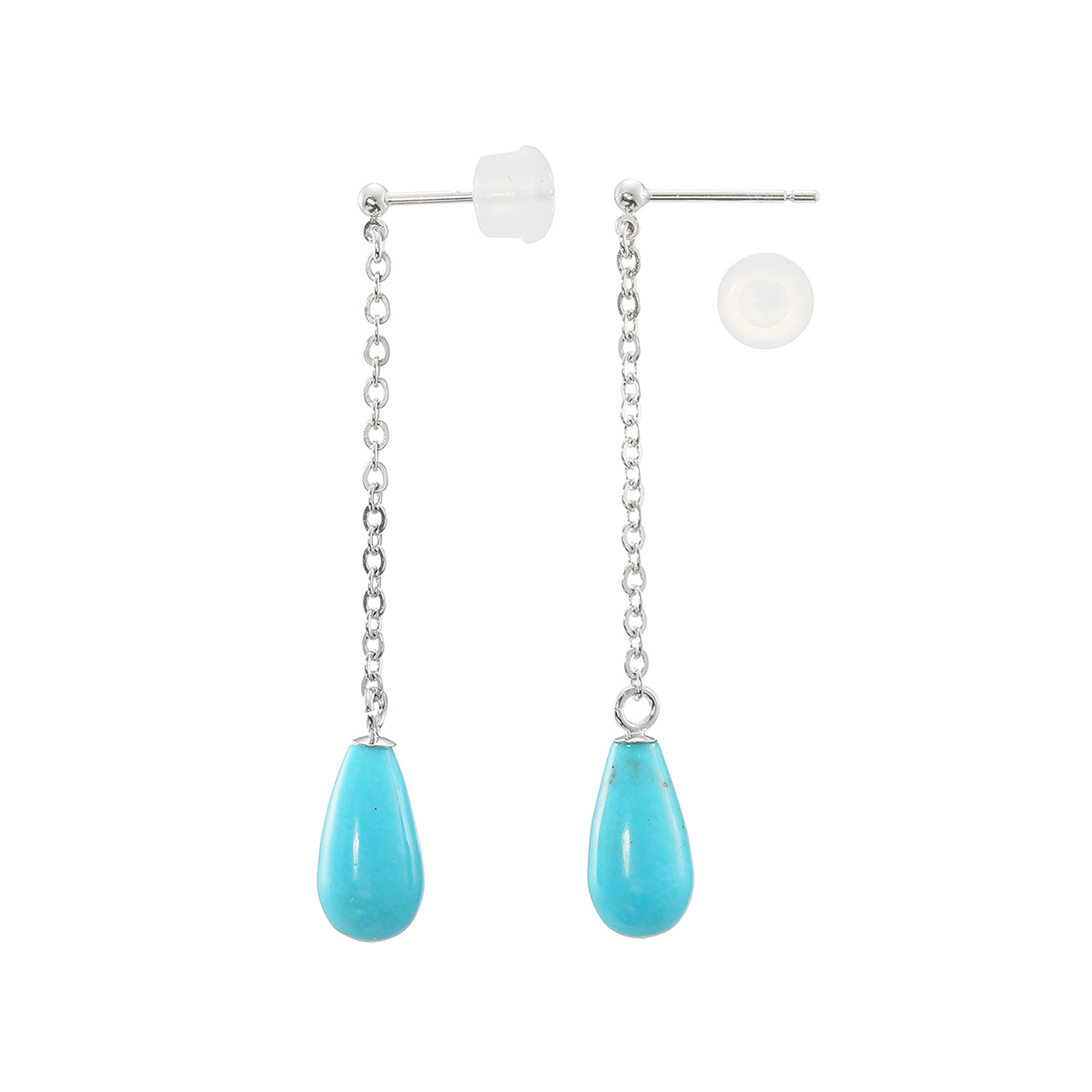 ミケランジェロ シルバー アリゾナ産ターコイズ ドロップシェイプ ピアス