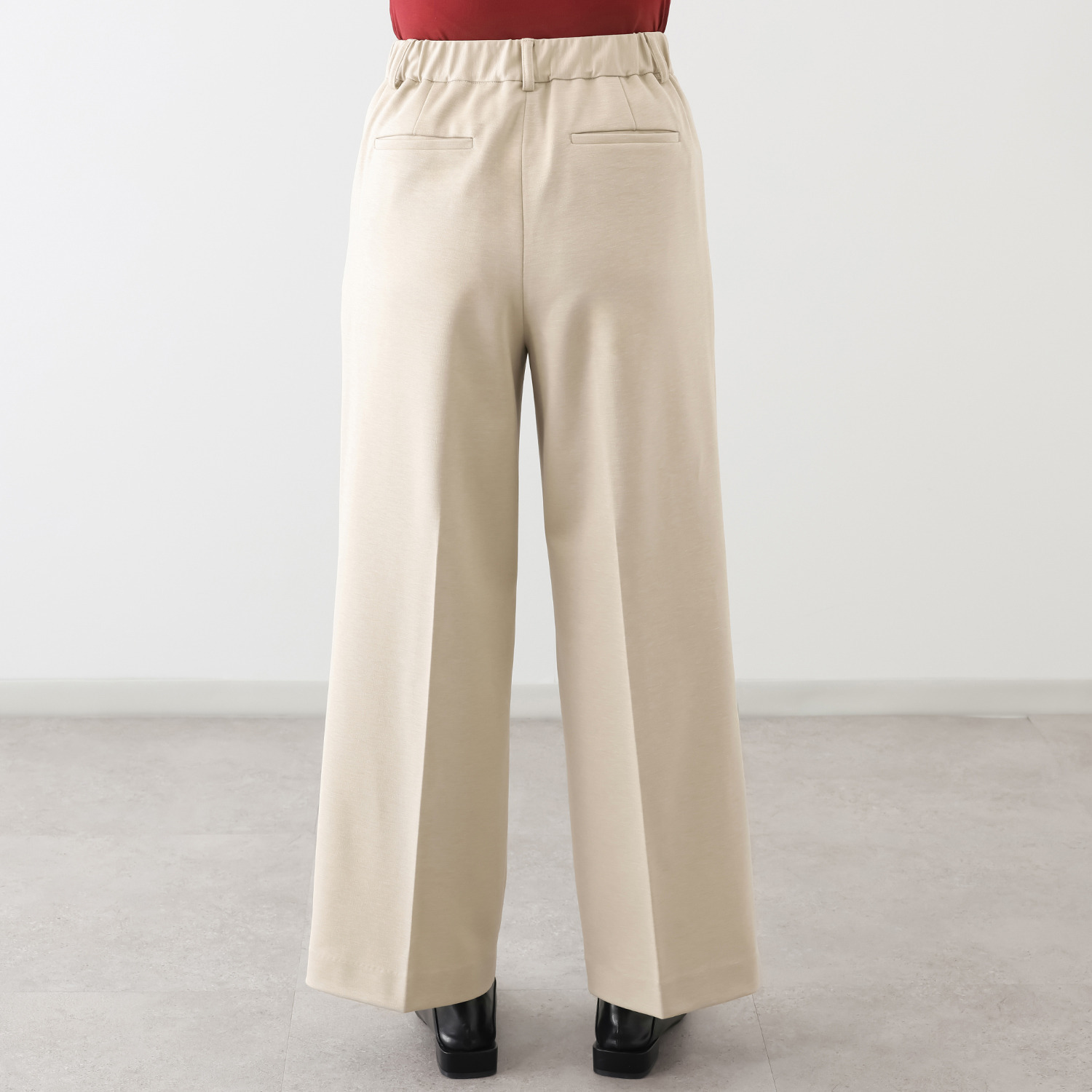 ポルトゥヴィーダ ウォッシャブル・はっ水 防汚・ニット素材 ストレートワイドパンツ