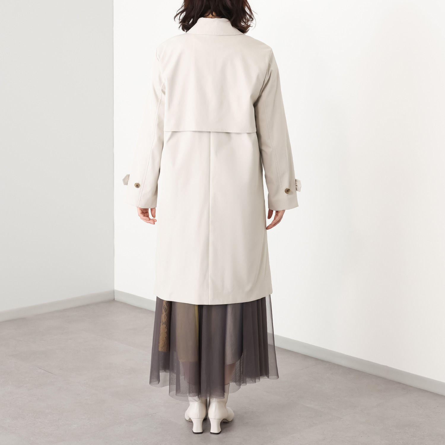 ポルトゥヴィーダ ウォッシャブル・はっ水 ストレッチ ステンカラーコート