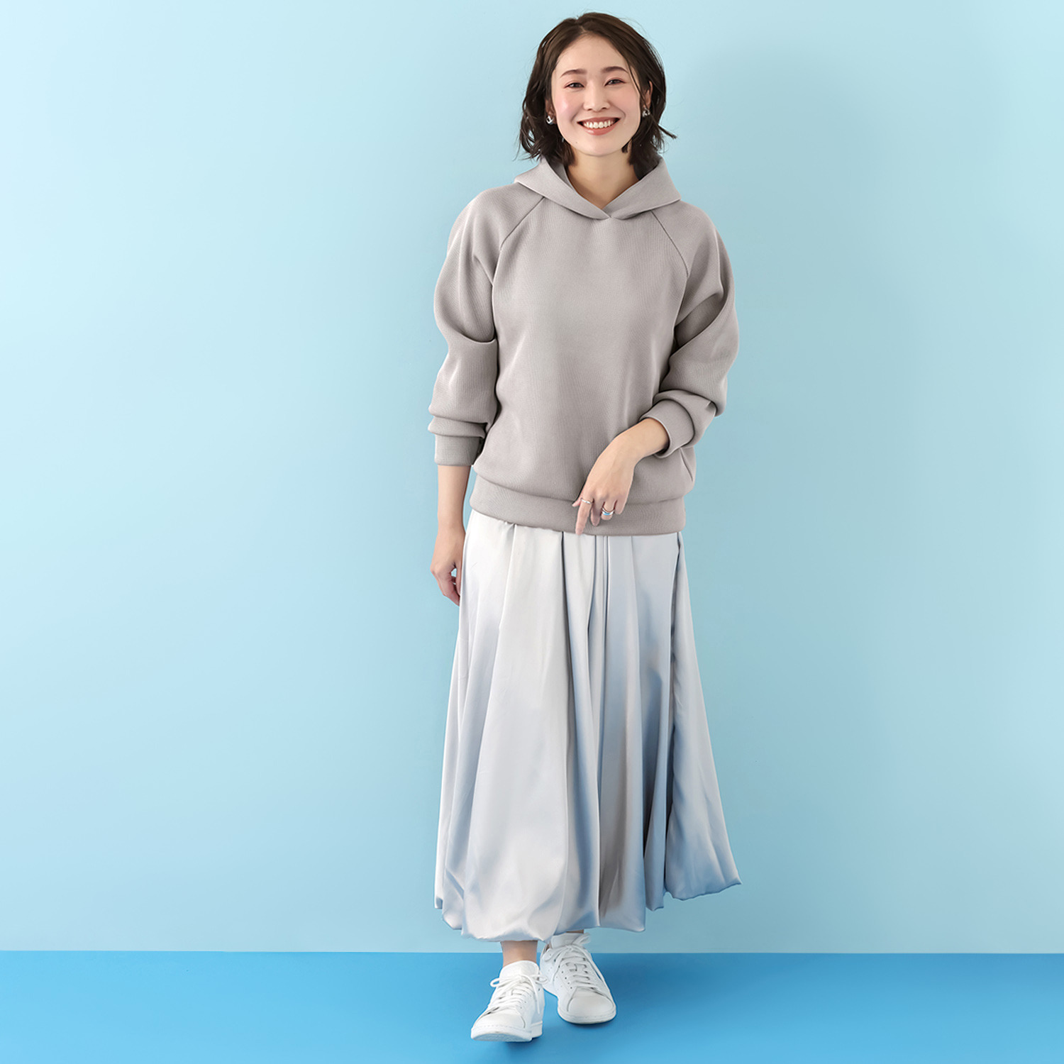 アンリック　オー　ブルー シアーメッシュダンボール ラグランスリーブ 大人パーカー