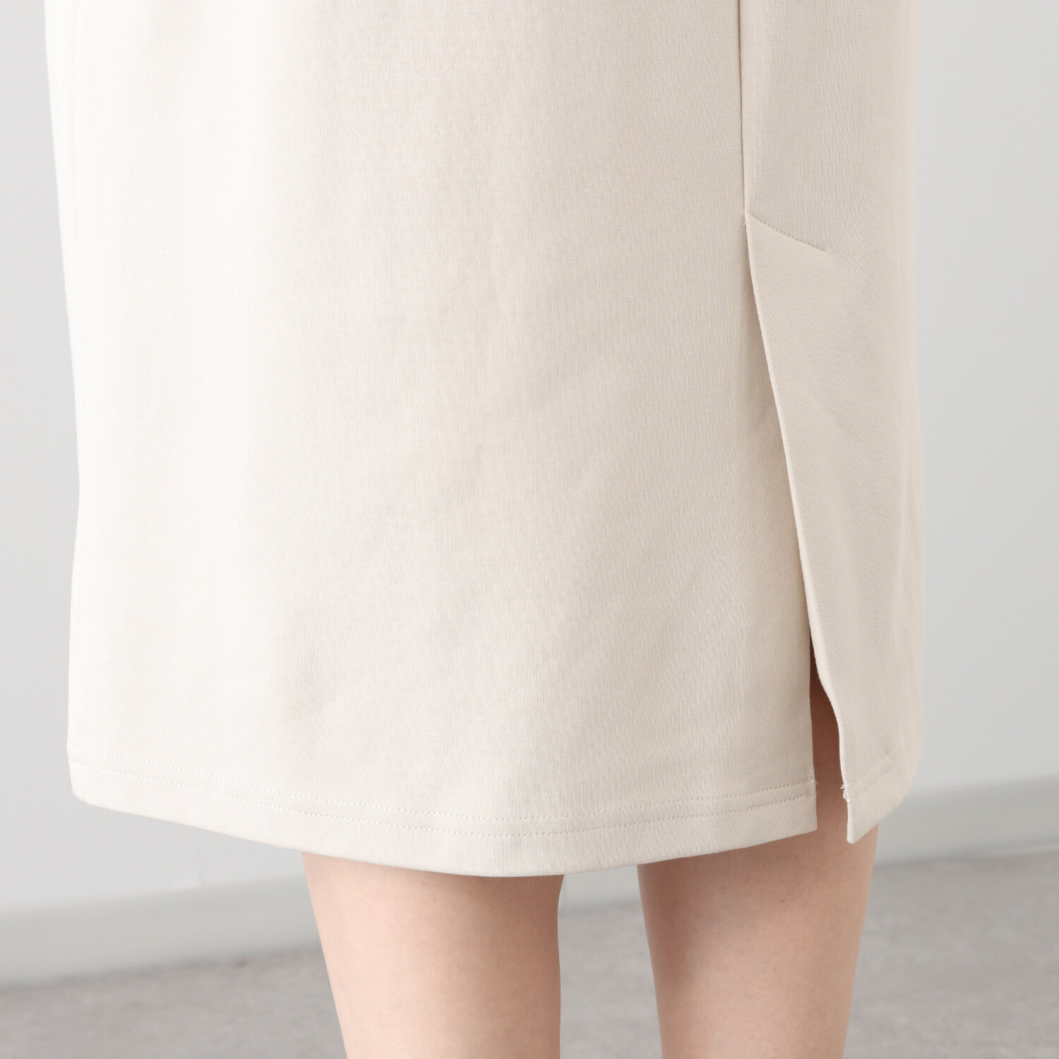 アンリック　オー　ブルー ソフトポンチ 異素材切替 袖コンシャスワンピース