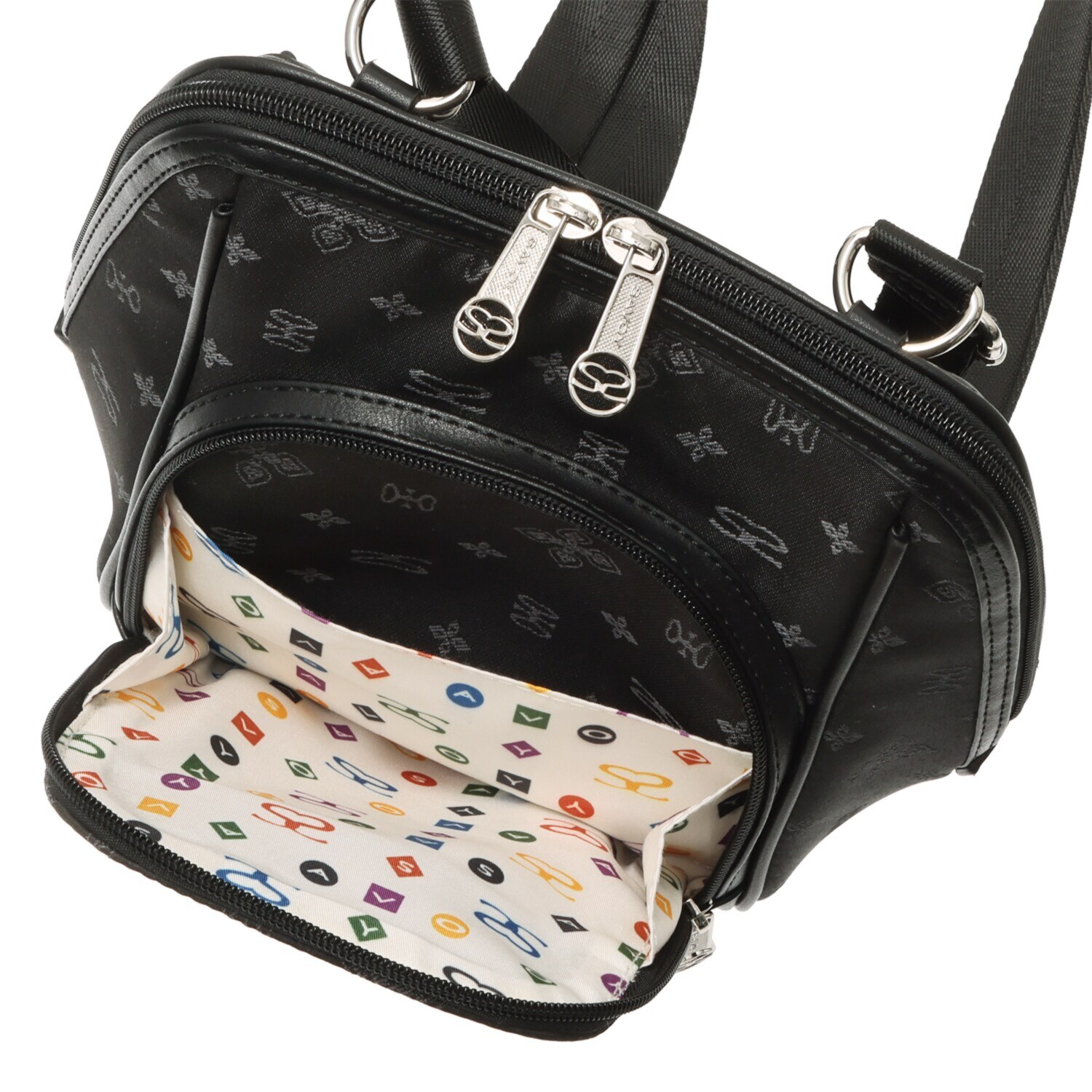 サボイ たっぷり収納！ モノグラムジャガード 軽量ミニショルダーバッグ