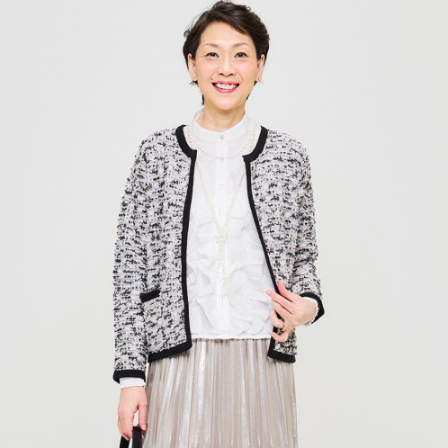 アンブリエ 異素材フリル デザインブラウス