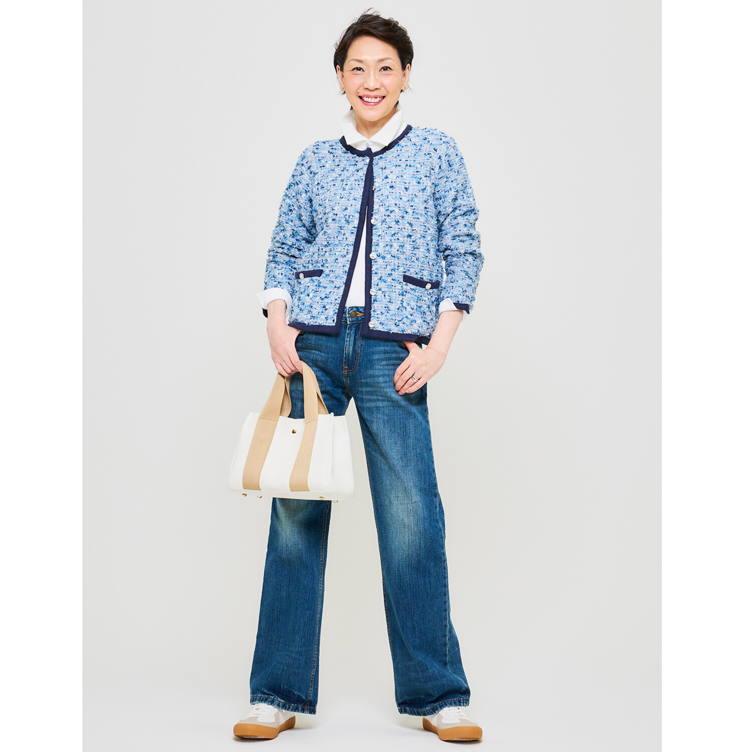 アンブリエ ミックスツイード ニットジャケット