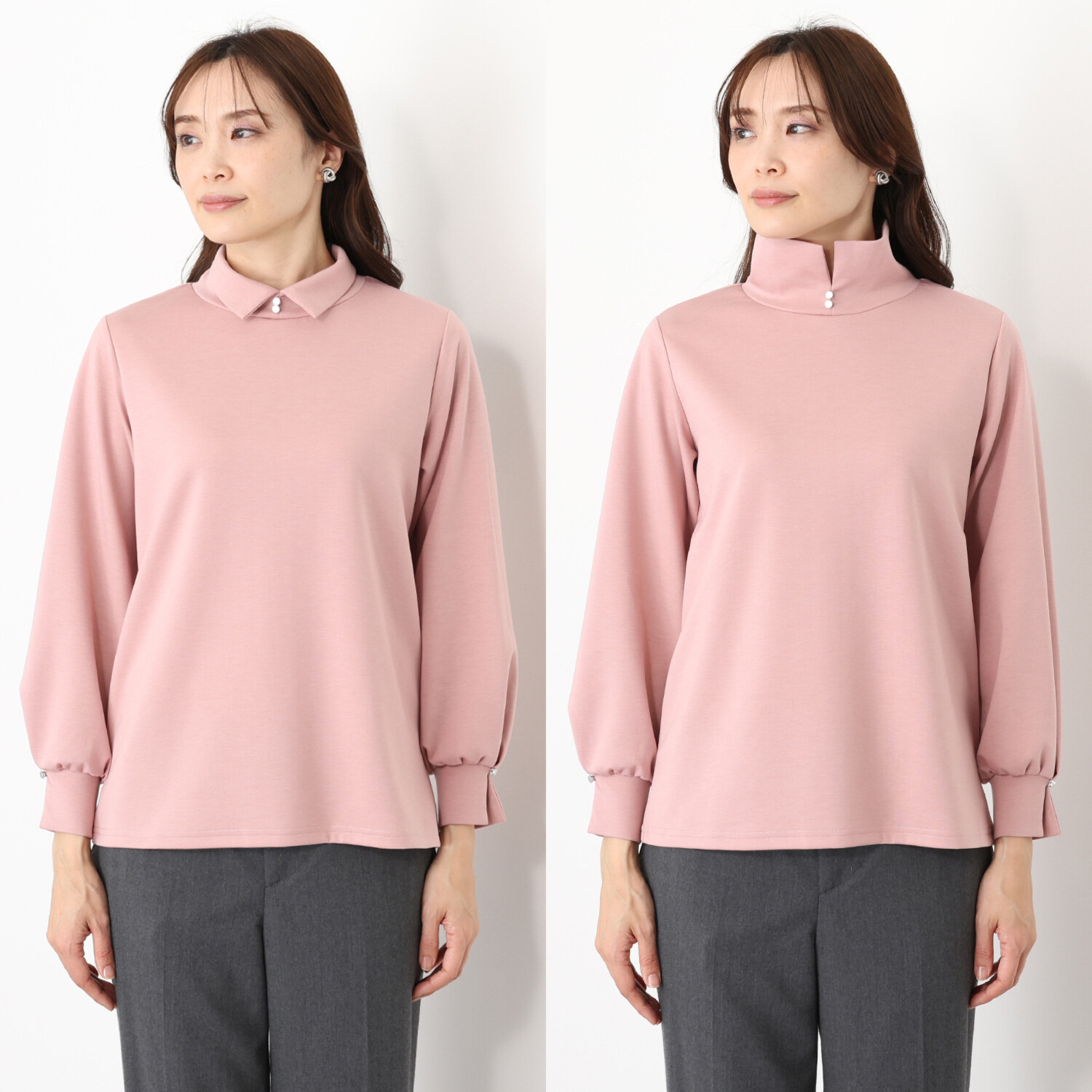 アンブリエ 着回し力抜群 襟アクセント プルオーバー