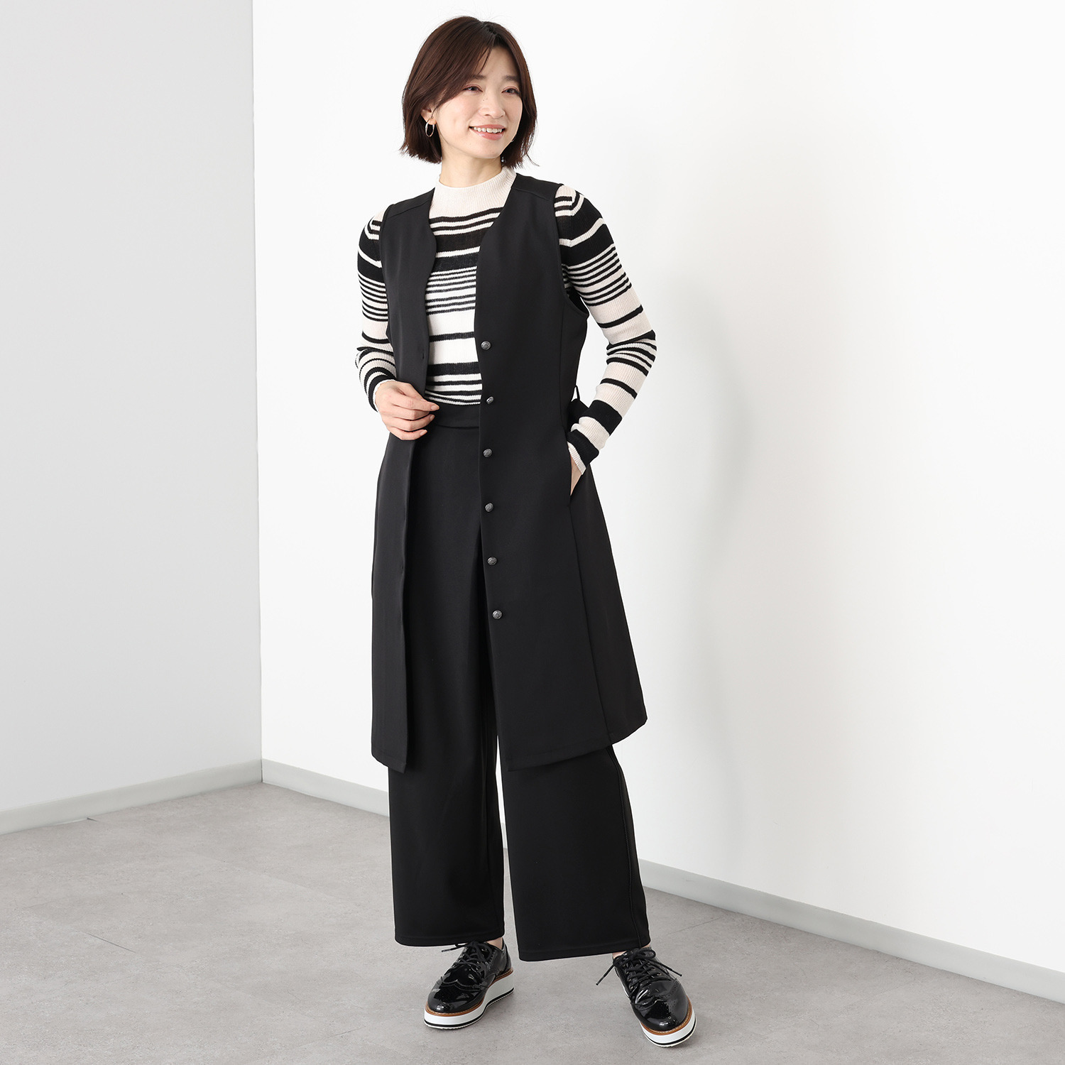 アンブリエ 共布ベルト付 ロングジレ