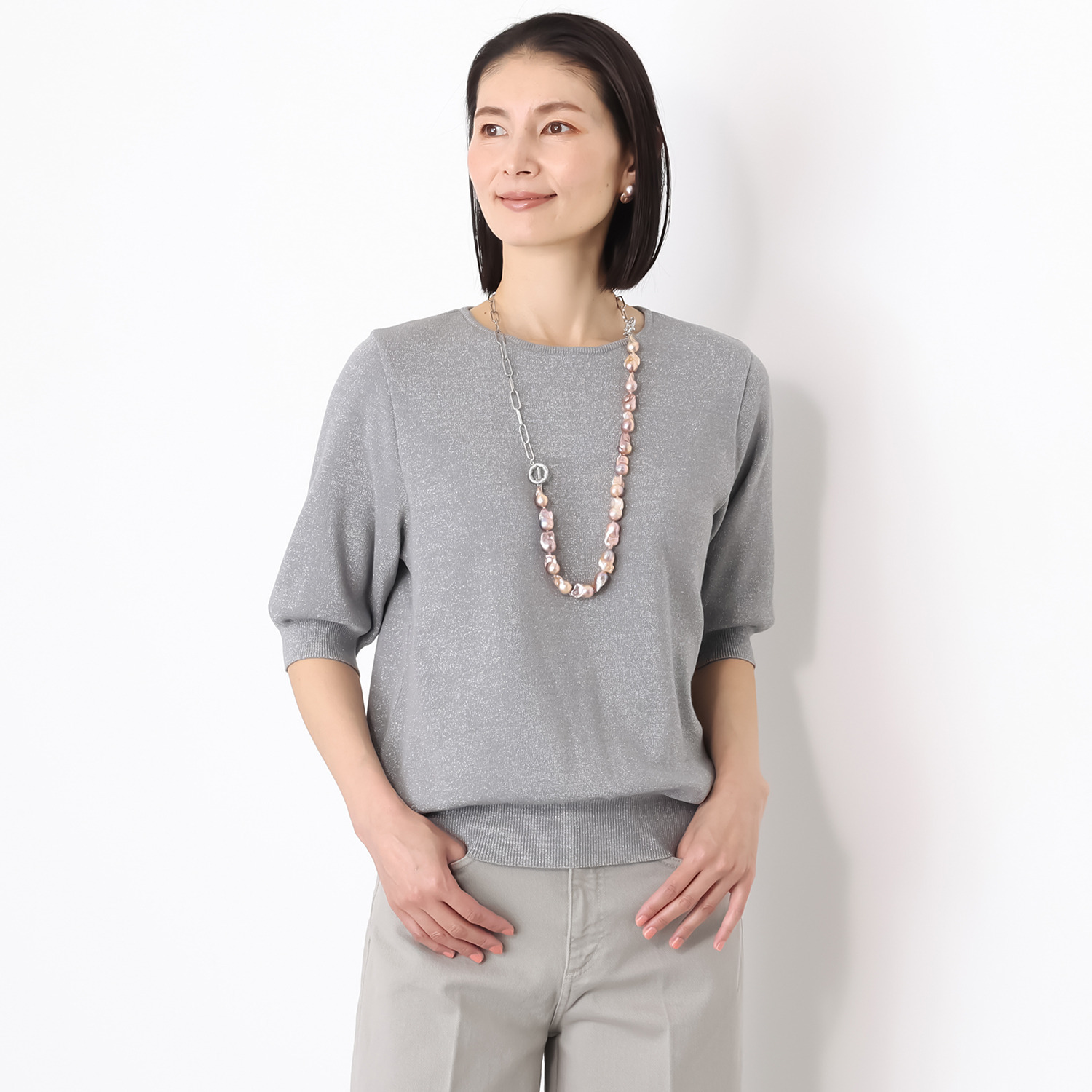 サ・アンノ 日本製 ラメ入り ニットプルオーバー