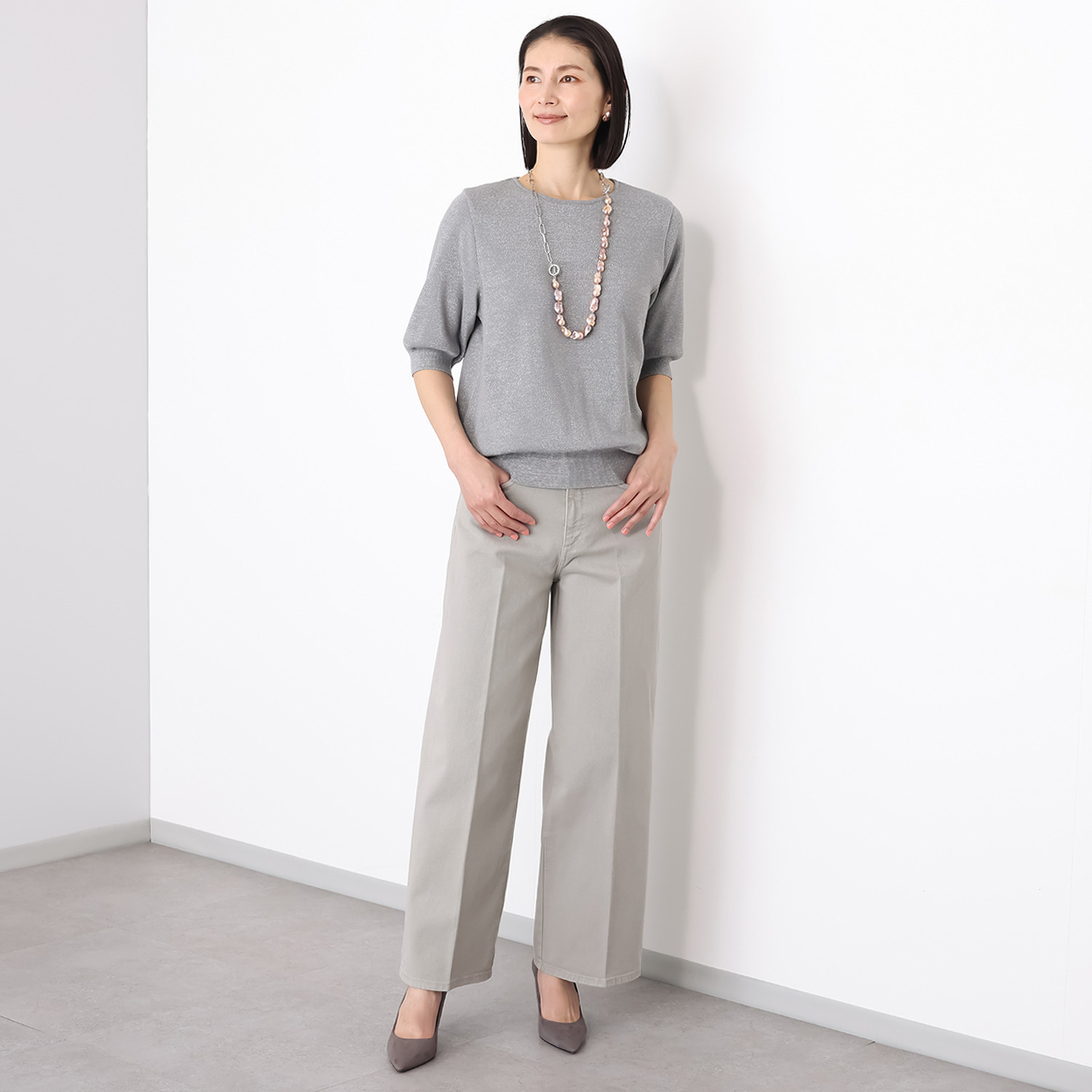 サ・アンノ 日本製 ラメ入り ニットプルオーバー