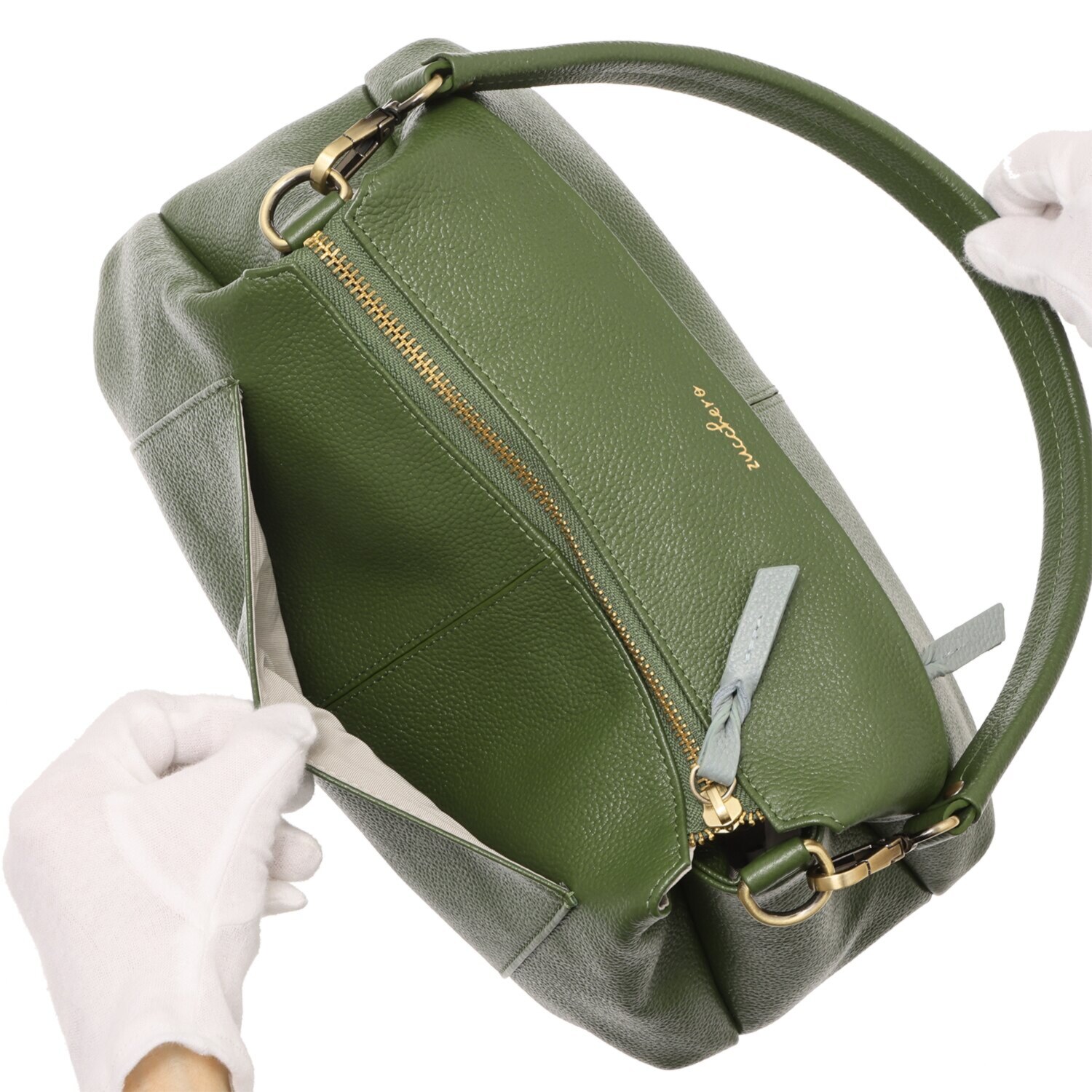 ズッケロ ＬＷＧゴールドランク認証 牛革シュリンク型押し ３層構造 ２ウェイショルダーバッグ