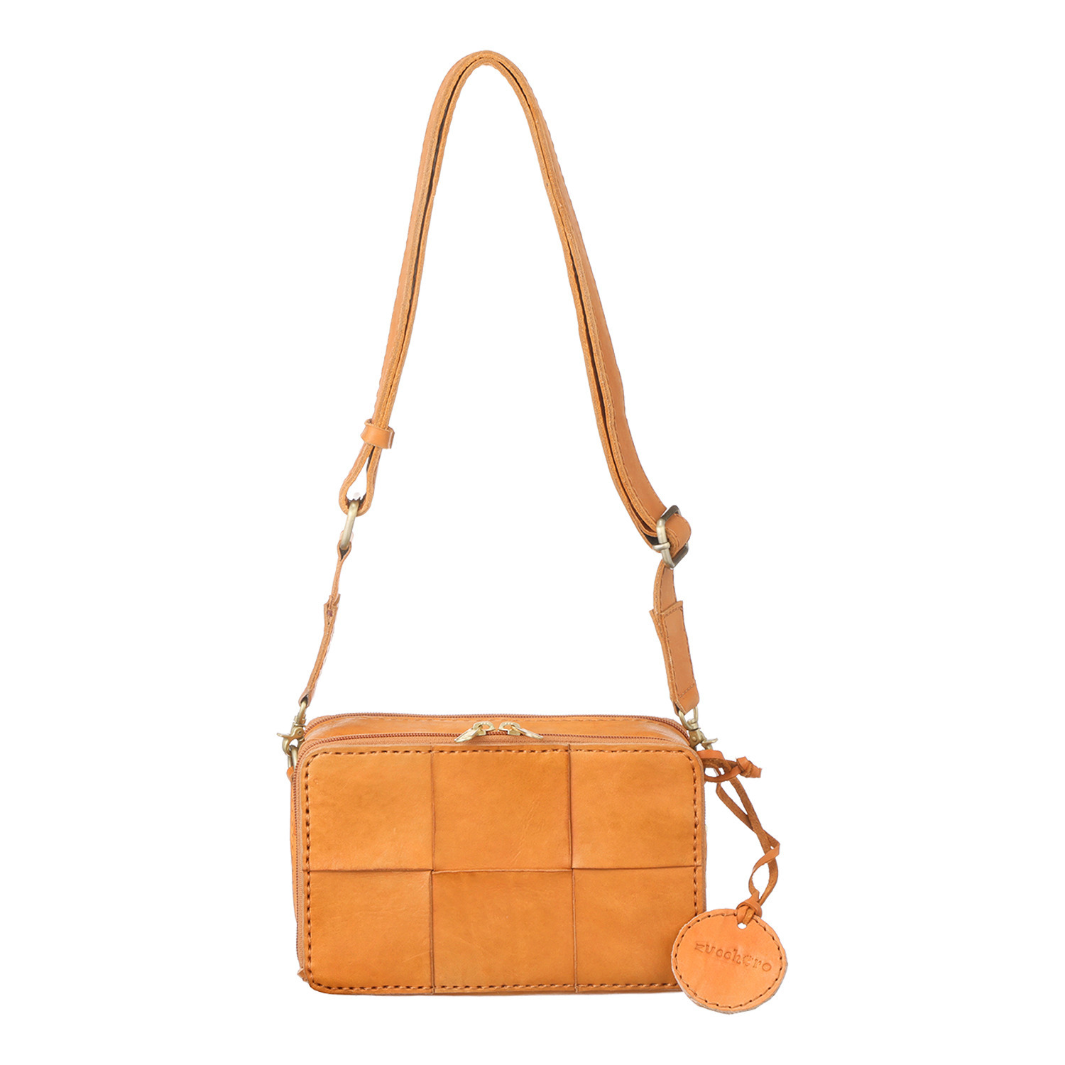 ズッケロ お財布機能付 牛革メッシュ ボックス型 ２ウェイショルダーバッグ