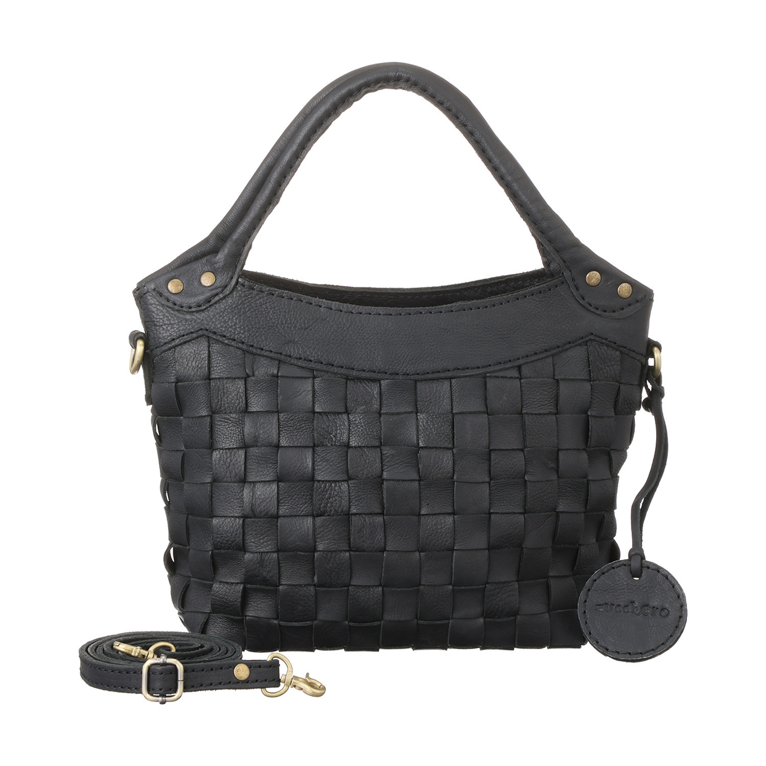 ズッケロ 牛革メッシュ あおり仕様 ２ウェイハンドバッグ