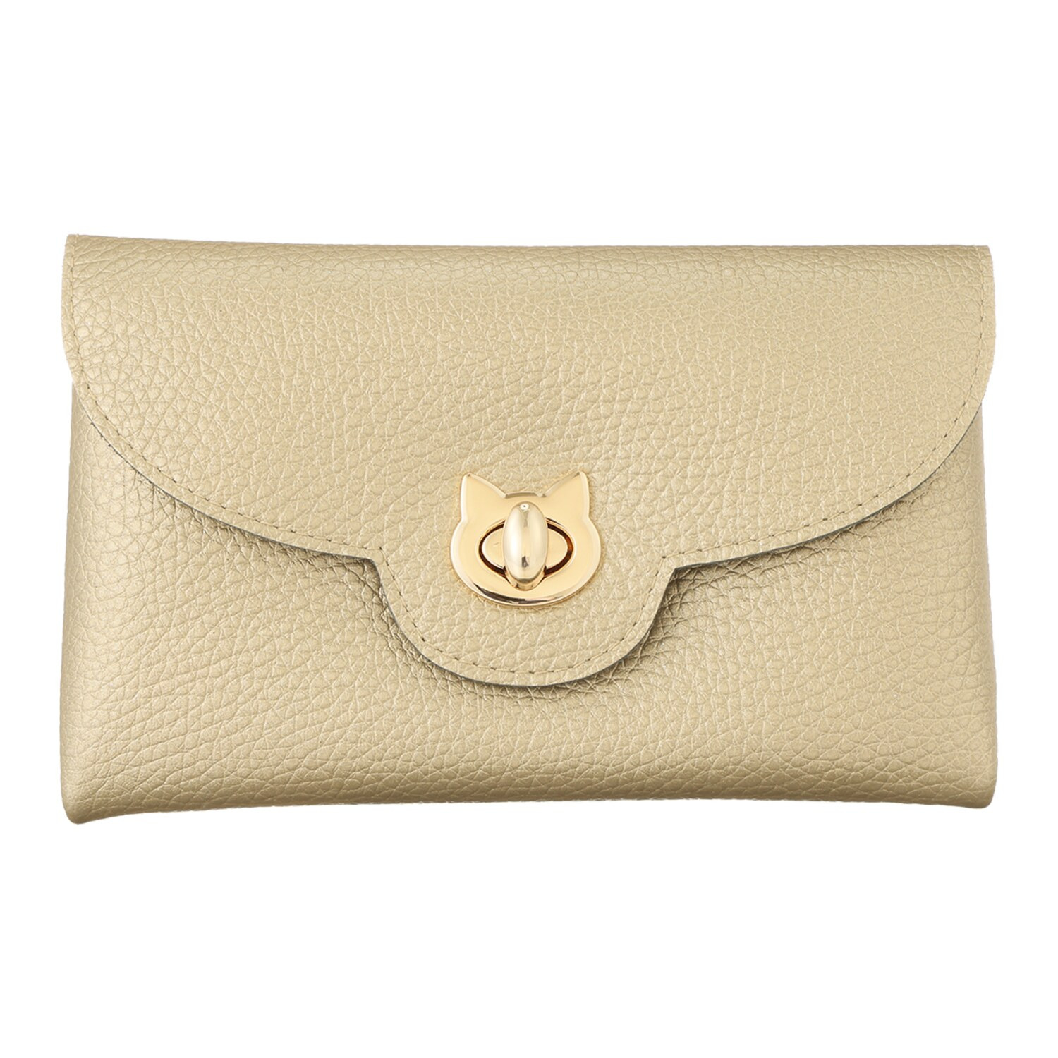 ズッケロ ＬＷＧ認証　ポレット社 ダブルフェイス イタリアンレザー ねこモティーフ金具 ロングウォレット