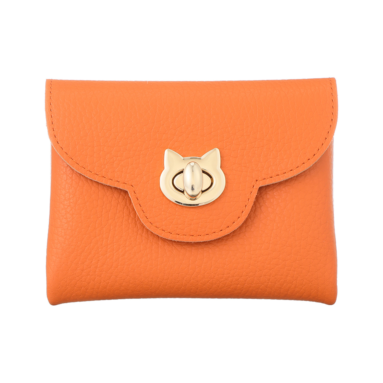 ズッケロ ＬＷＧ認証　ポレット社 ダブルフェイス イタリアンレザー ねこモティーフ金具 ショートウォレット