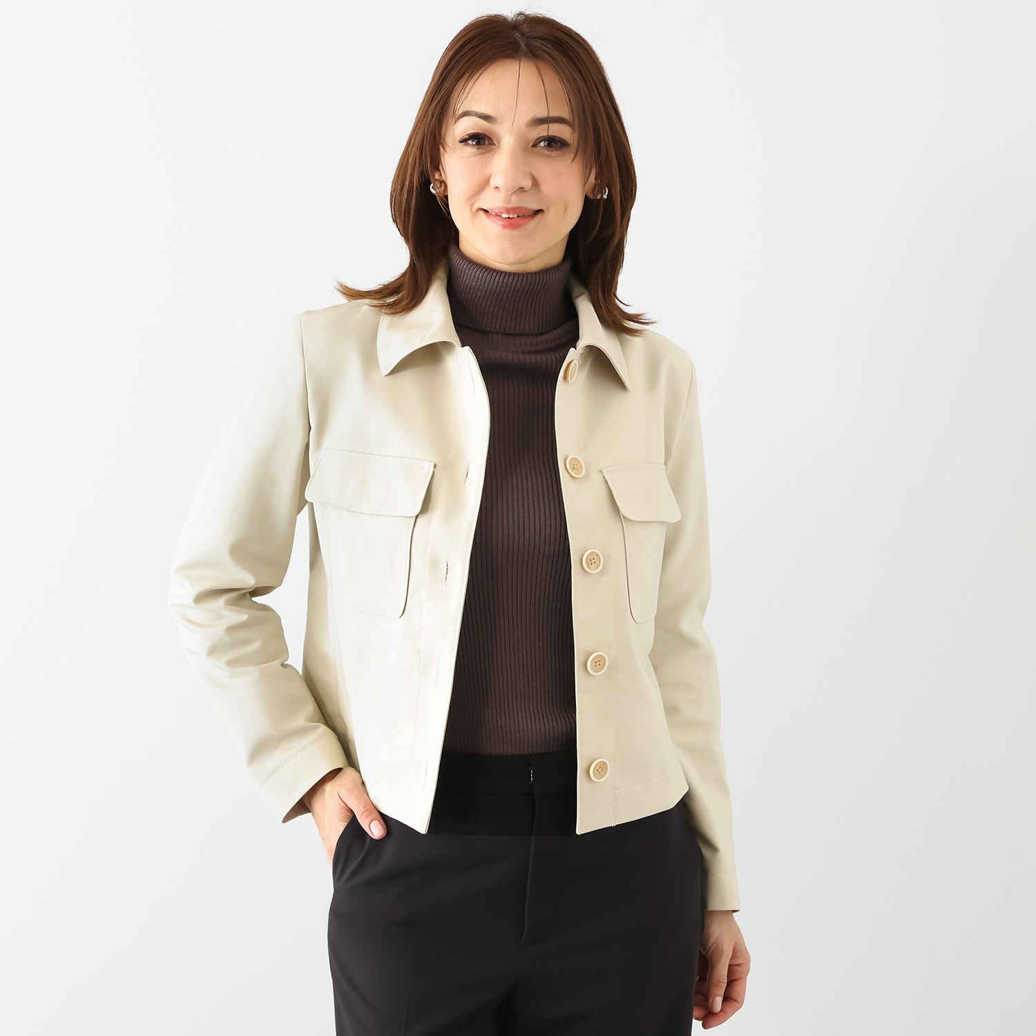 ジュンコ　シマダ シャンブレーギャバ スプリングジャケット