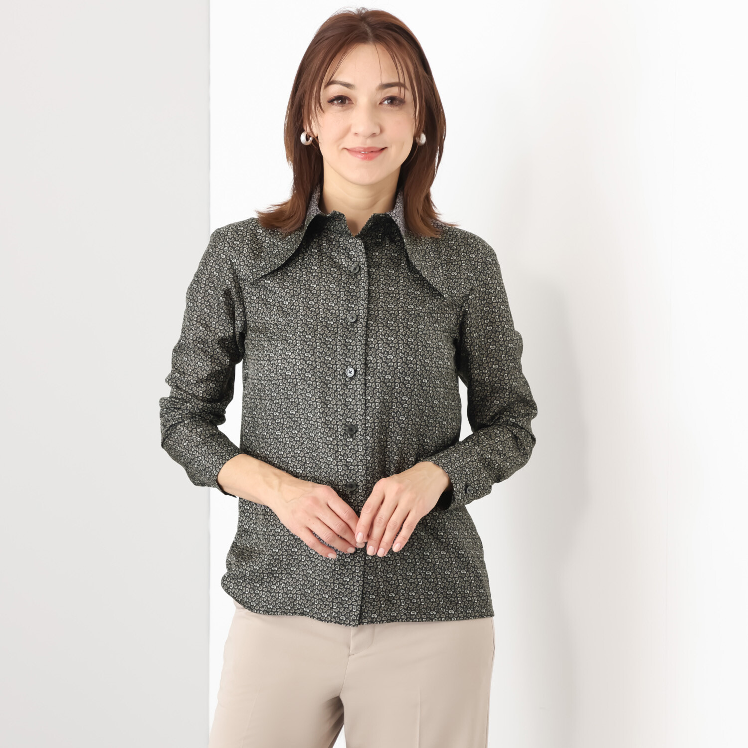 ジュンコ　シマダ オリジナルプリント プティペイズリー柄 ブラウス