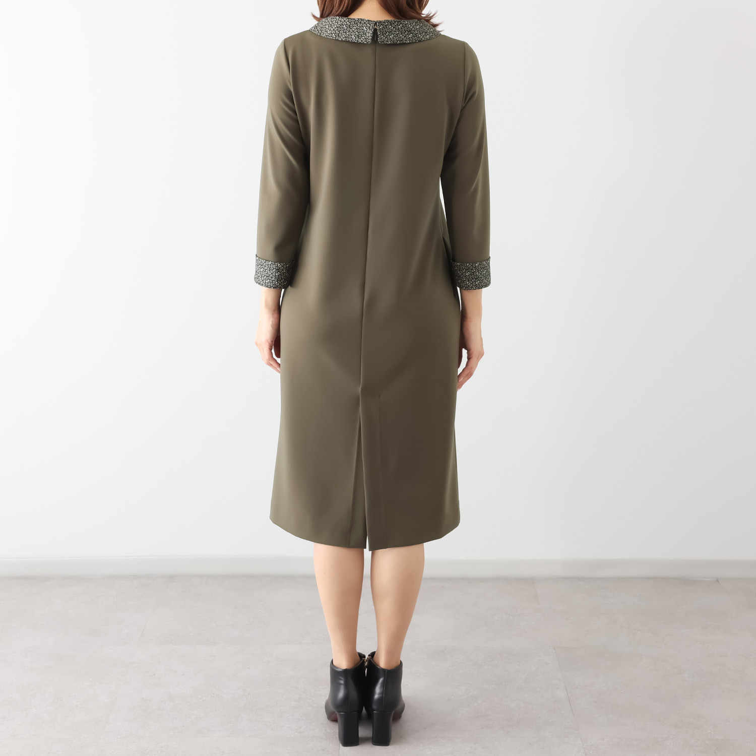 ジュンコ　シマダ プリント×ジャージー レイヤード風ワンピース