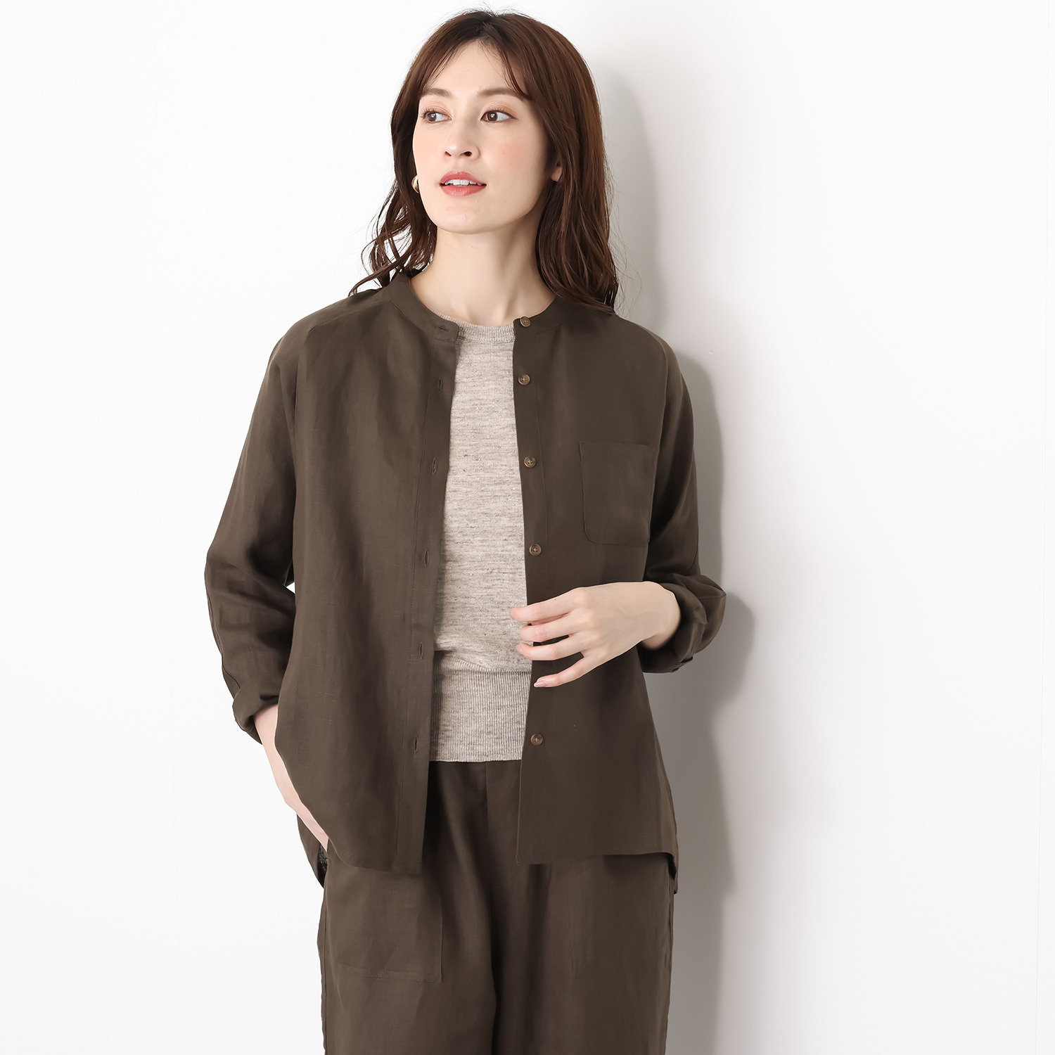 ゼラールスポーツ フレンチリネン１００％ しなやか＆ソフト仕上げ ドルマンデザイン ミディシャツ