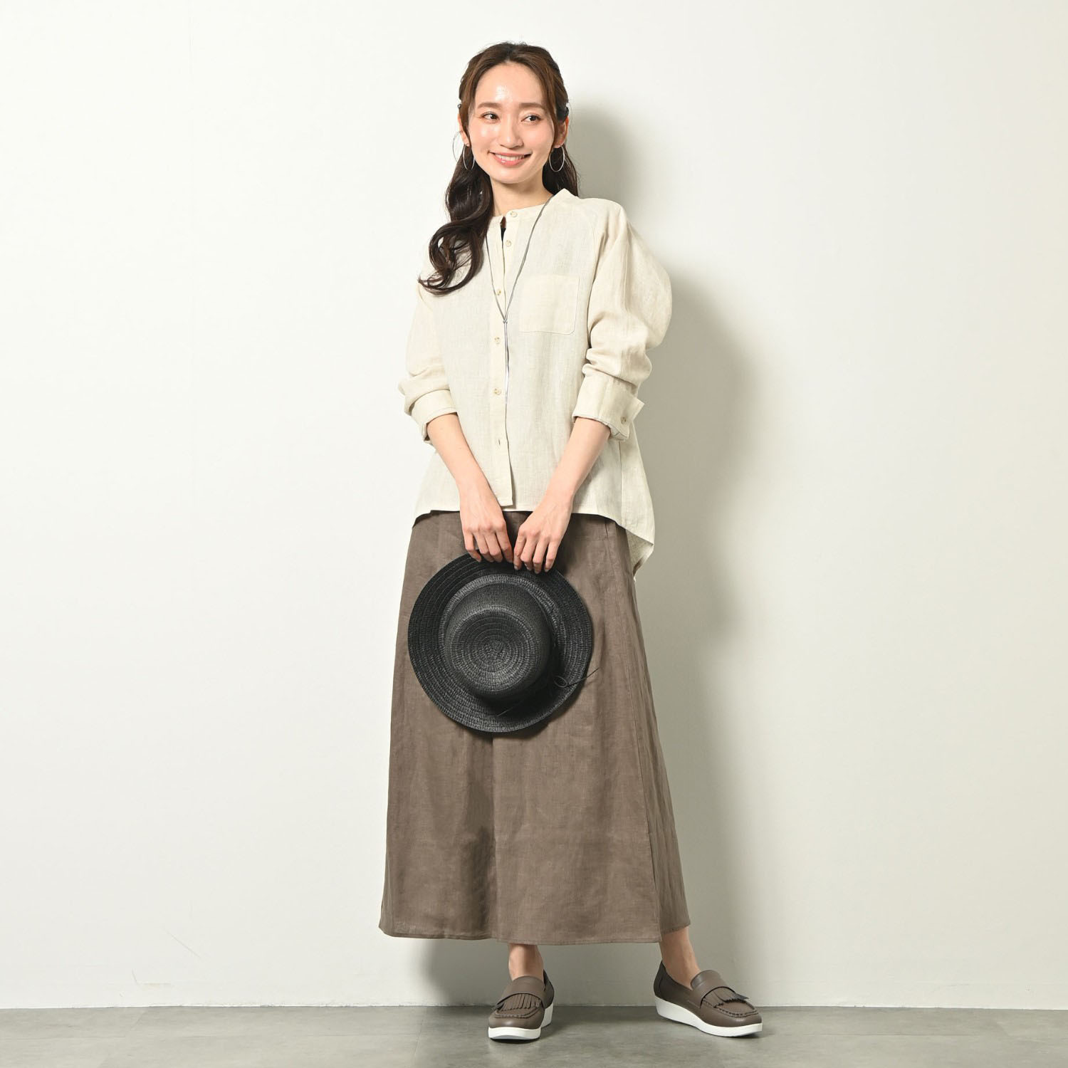 ゼラールスポーツ フレンチリネン１００％ しなやか＆ソフト仕上げ ドルマンデザイン ミディシャツ