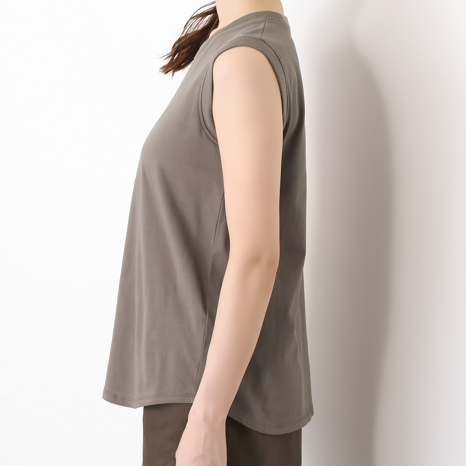 ゼラールスポーツ 強撚コットン 天竺ジャージー リブコンビタンクトップ