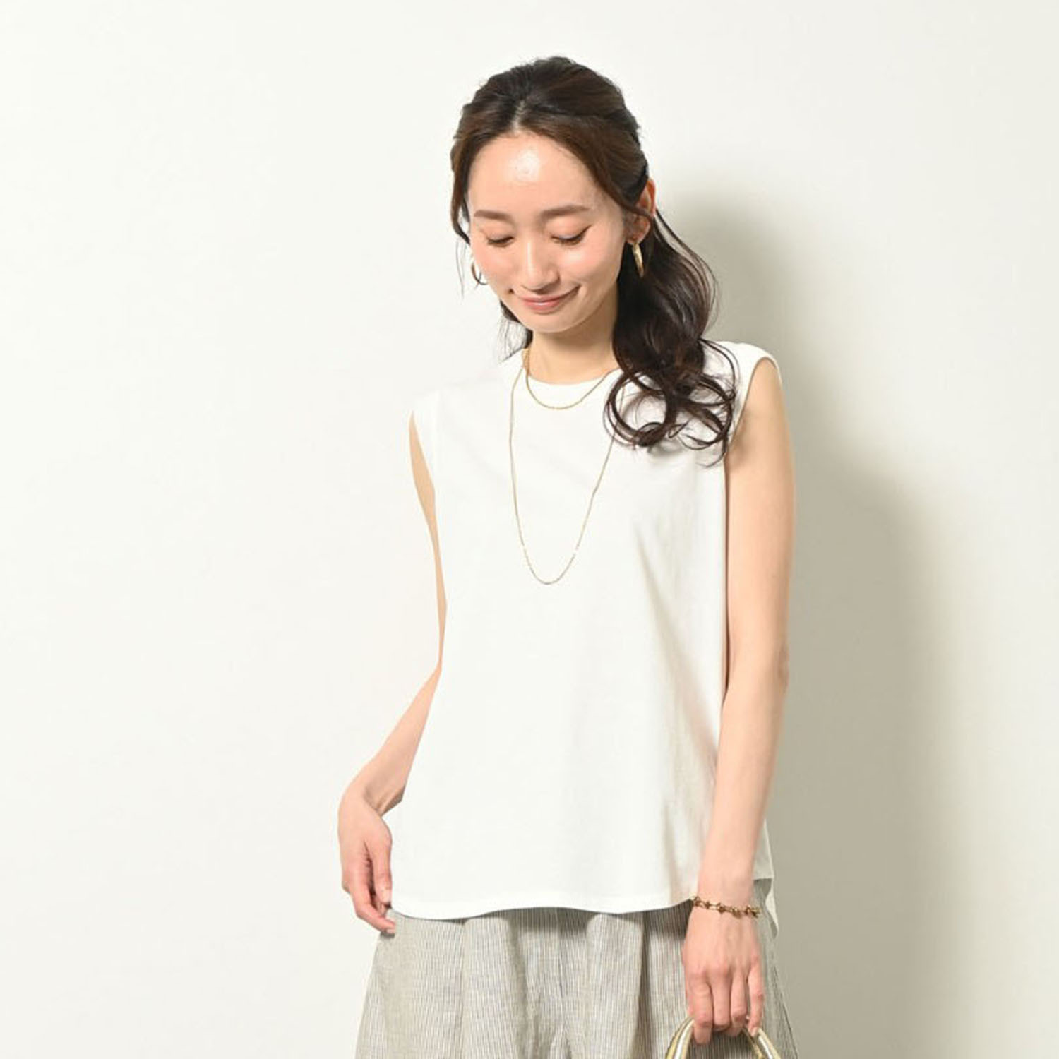 ゼラールスポーツ 強撚コットン 天竺ジャージー リブコンビタンクトップ