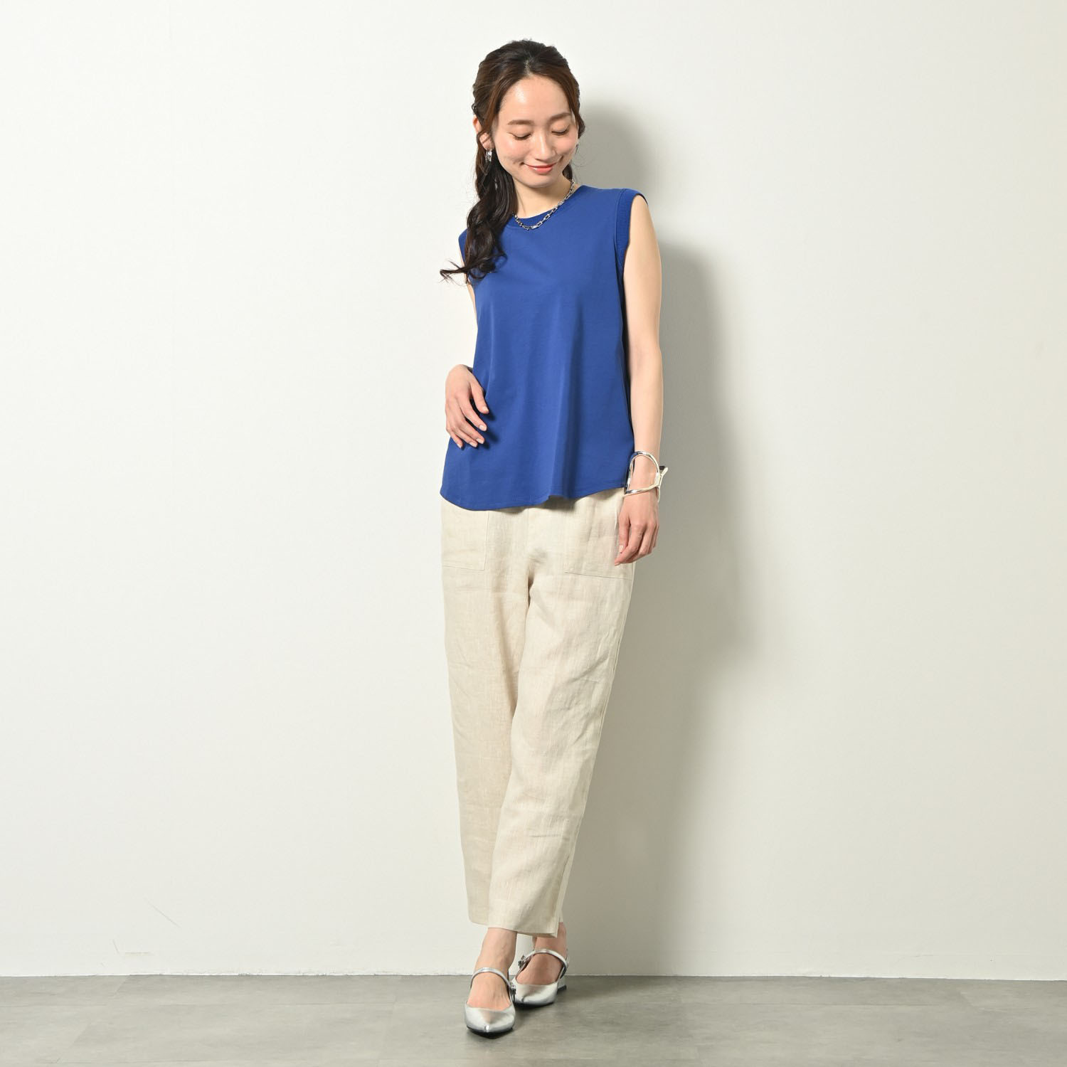 ゼラールスポーツ 強撚コットン 天竺ジャージー リブコンビタンクトップ