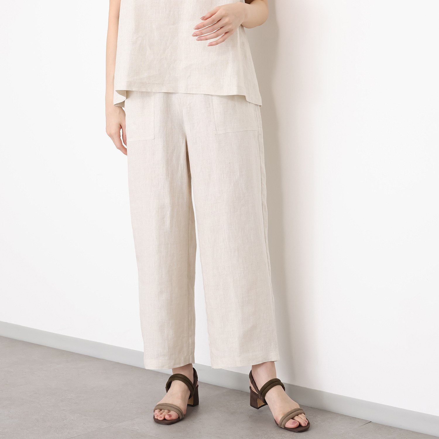 ゼラールスポーツ フレンチリネン１００％ しなやか＆ソフト仕上げ ポケットアクセント ストレートパンツ