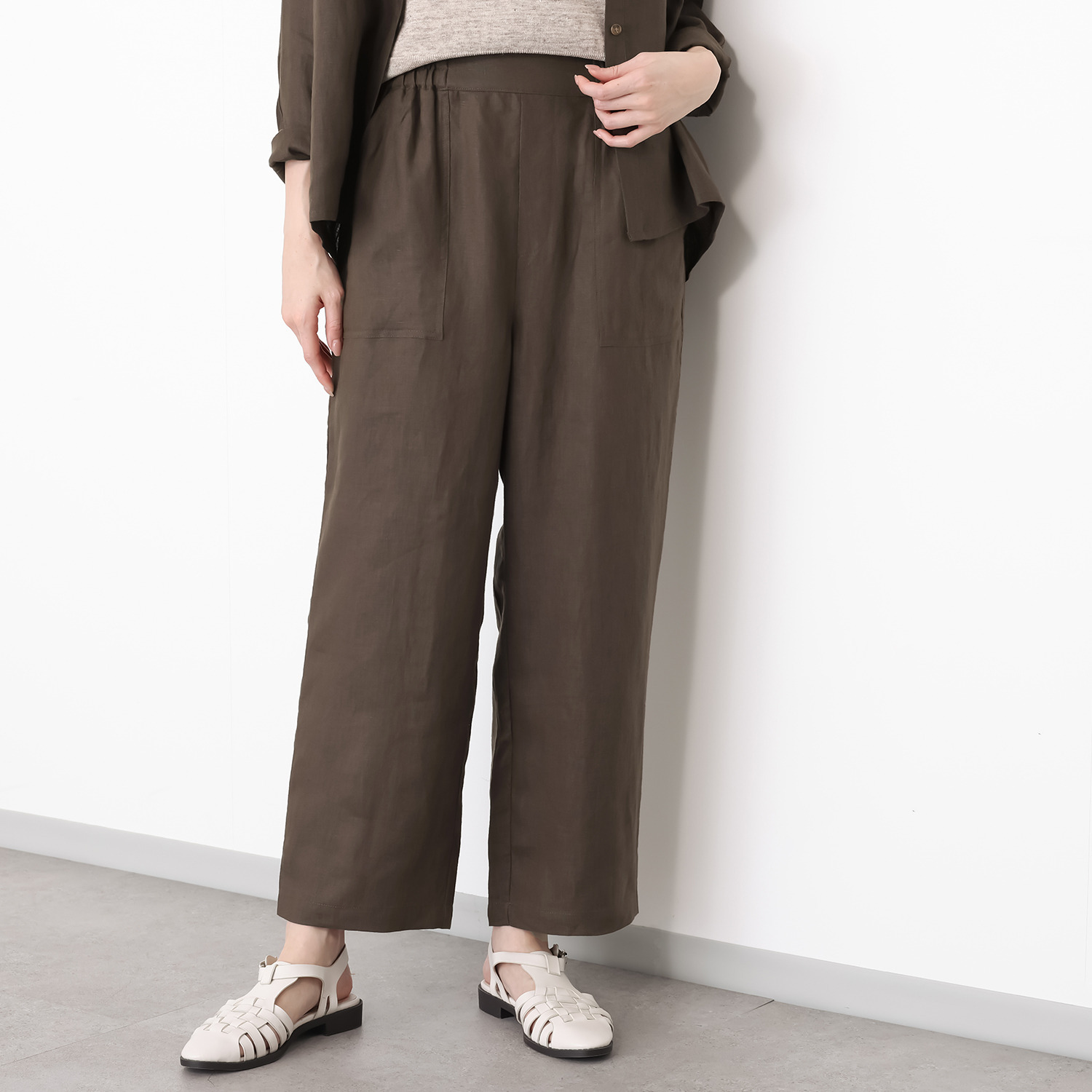 ゼラールスポーツ フレンチリネン１００％ しなやか＆ソフト仕上げ ポケットアクセント ストレートパンツ