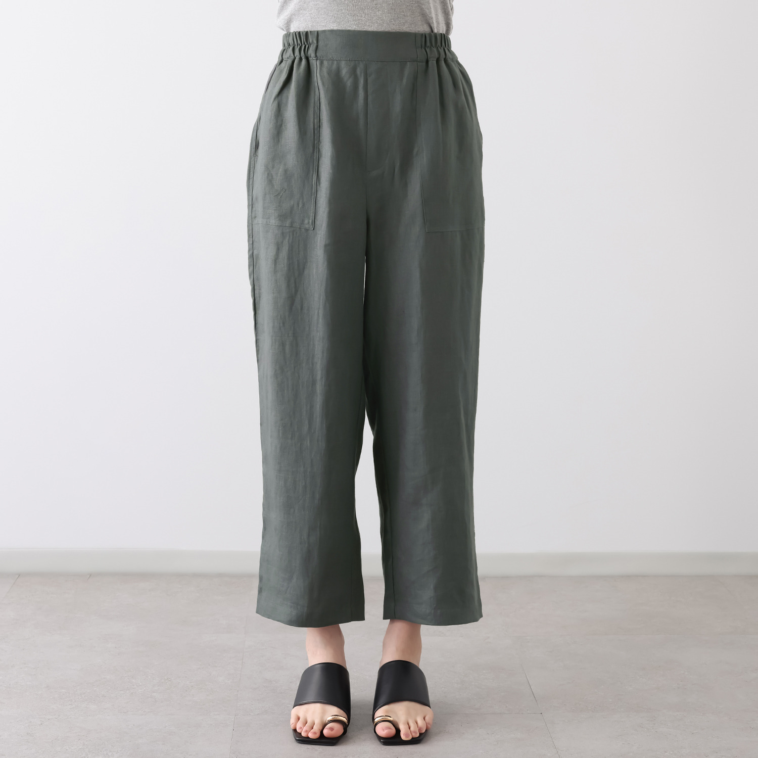 ゼラールスポーツ フレンチリネン１００％ しなやか＆ソフト仕上げ ポケットアクセント ストレートパンツ