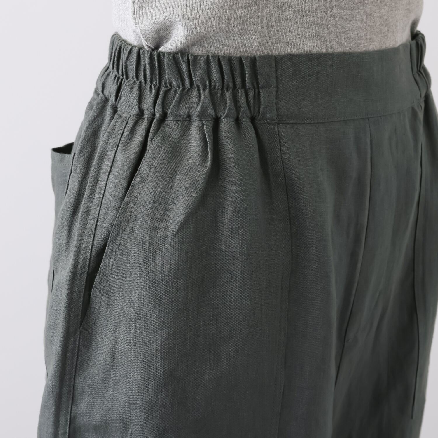 ゼラールスポーツ フレンチリネン１００％ しなやか＆ソフト仕上げ ポケットアクセント ストレートパンツ