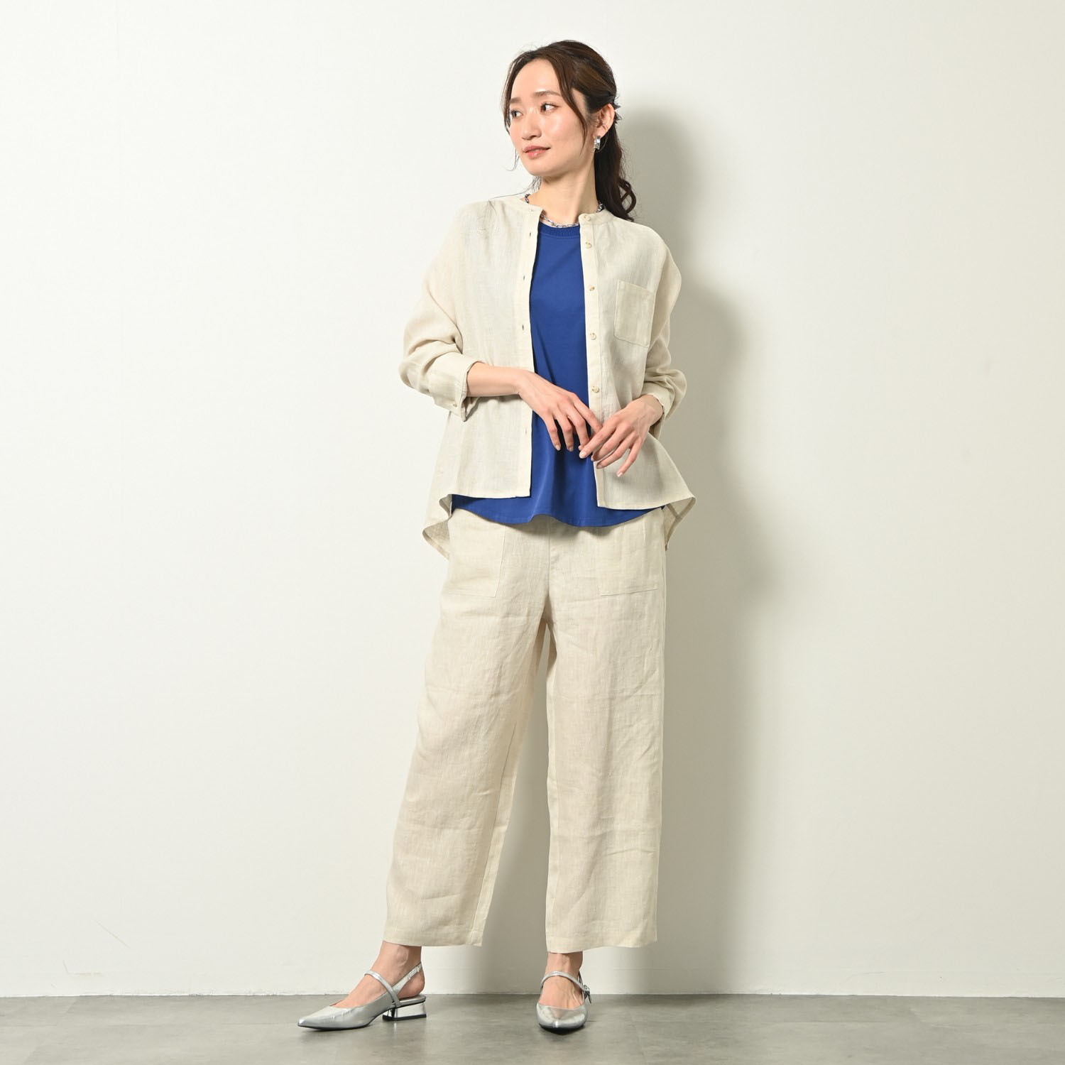 ゼラールスポーツ フレンチリネン１００％ しなやか＆ソフト仕上げ ポケットアクセント ストレートパンツ