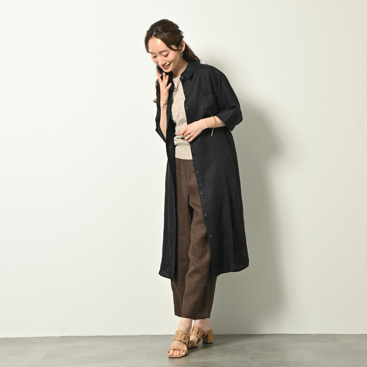 ゼラールスポーツ フレンチリネン１００％ しなやか＆ソフト仕上げ ポケットアクセント ストレートパンツ