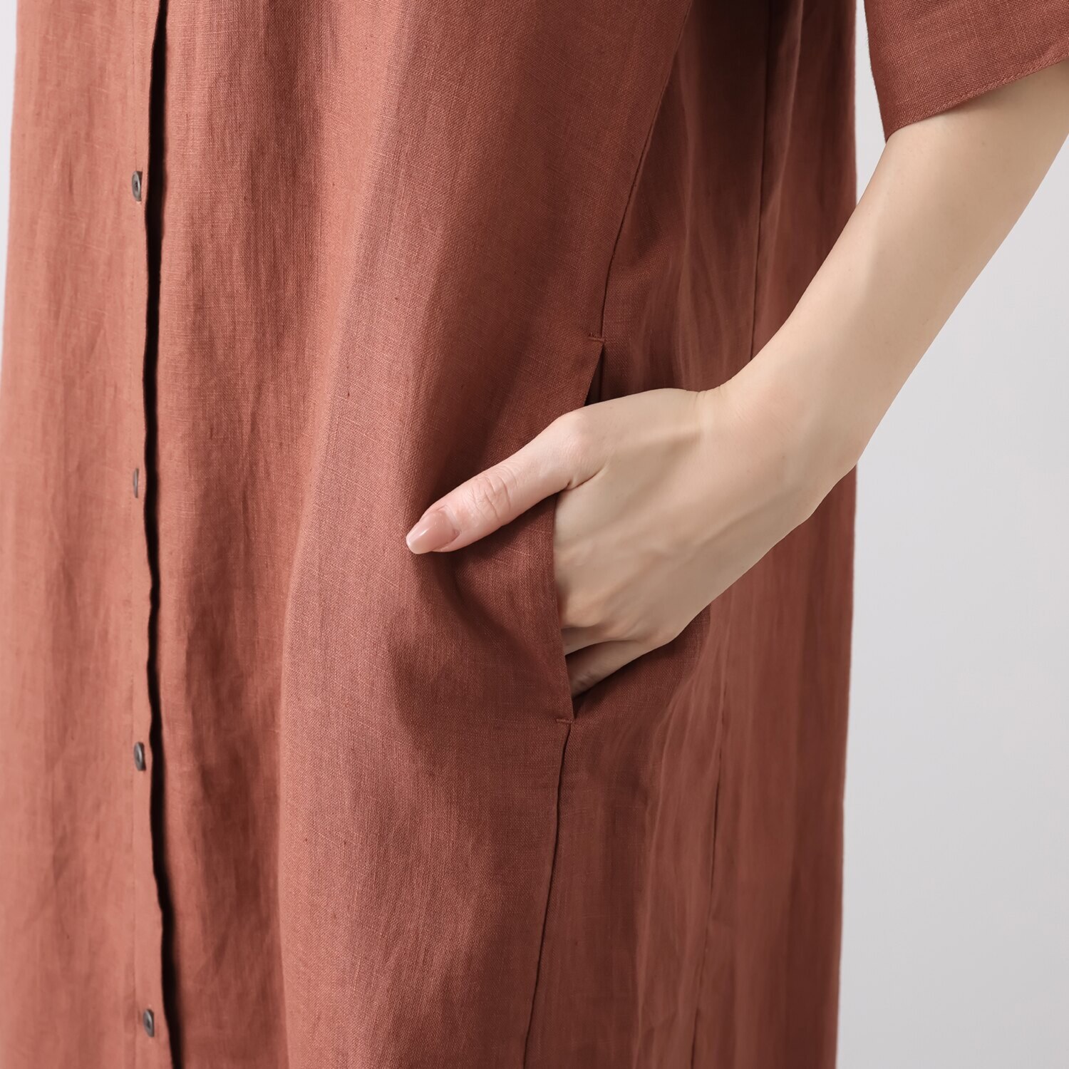 ゼラールスポーツ フレンチリネン１００％ しなやか＆ソフト仕上げ ドルマンデザイン シャツワンピース